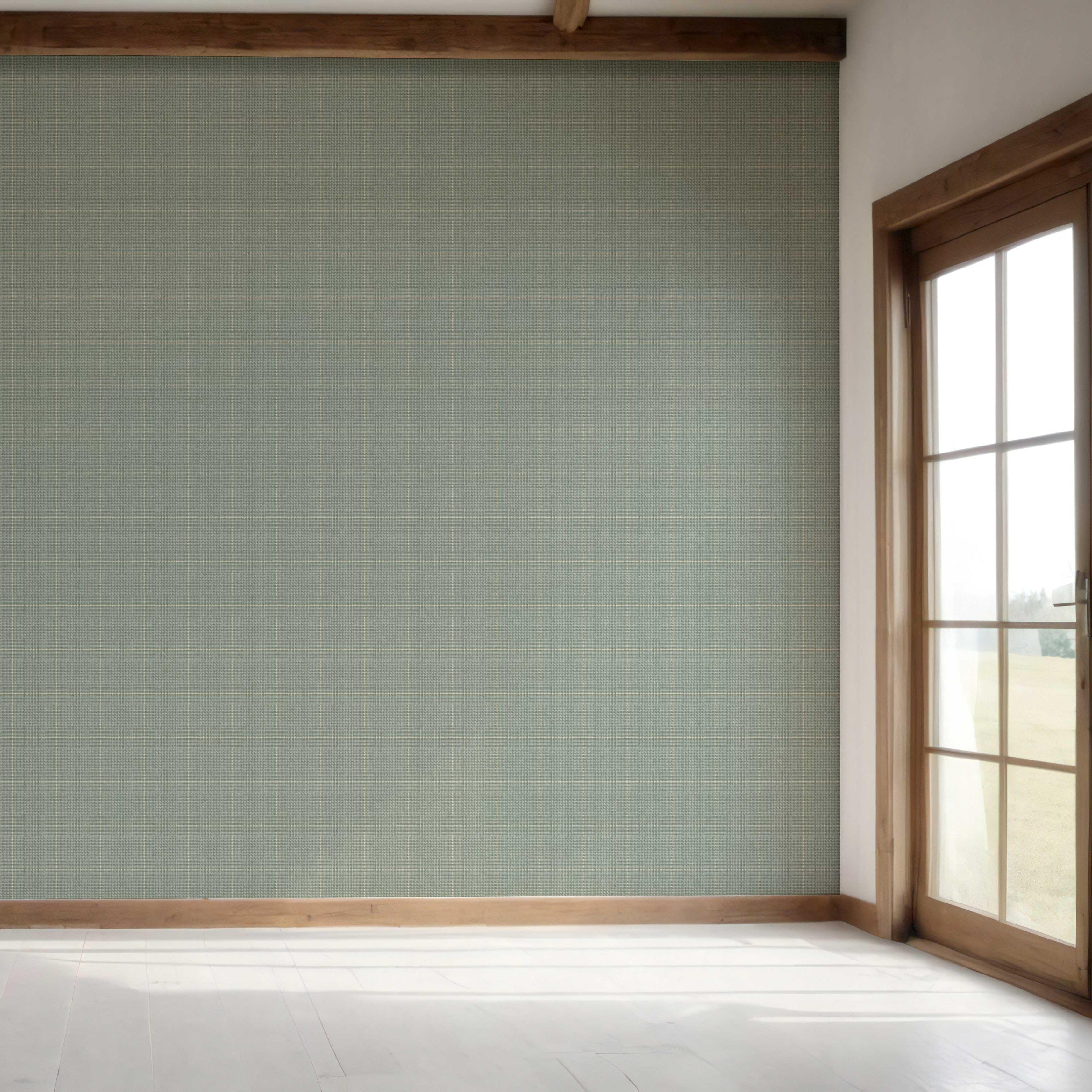 Textured Check/ Geometric Bedroom Wallpaper Sample (Sage Green)