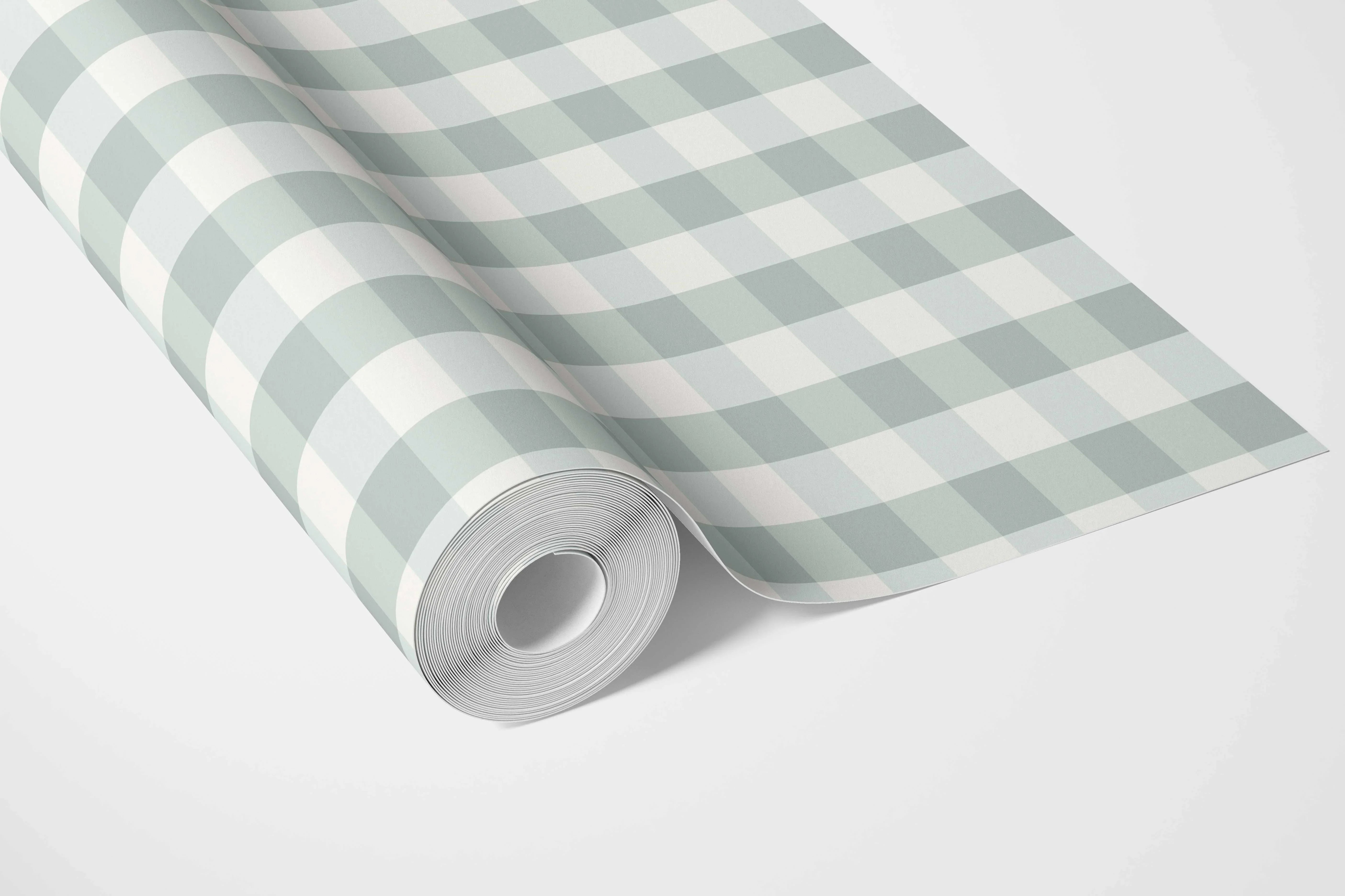 Geometric Gingham Bathroom Wallpaper Sample (Powder Blue)