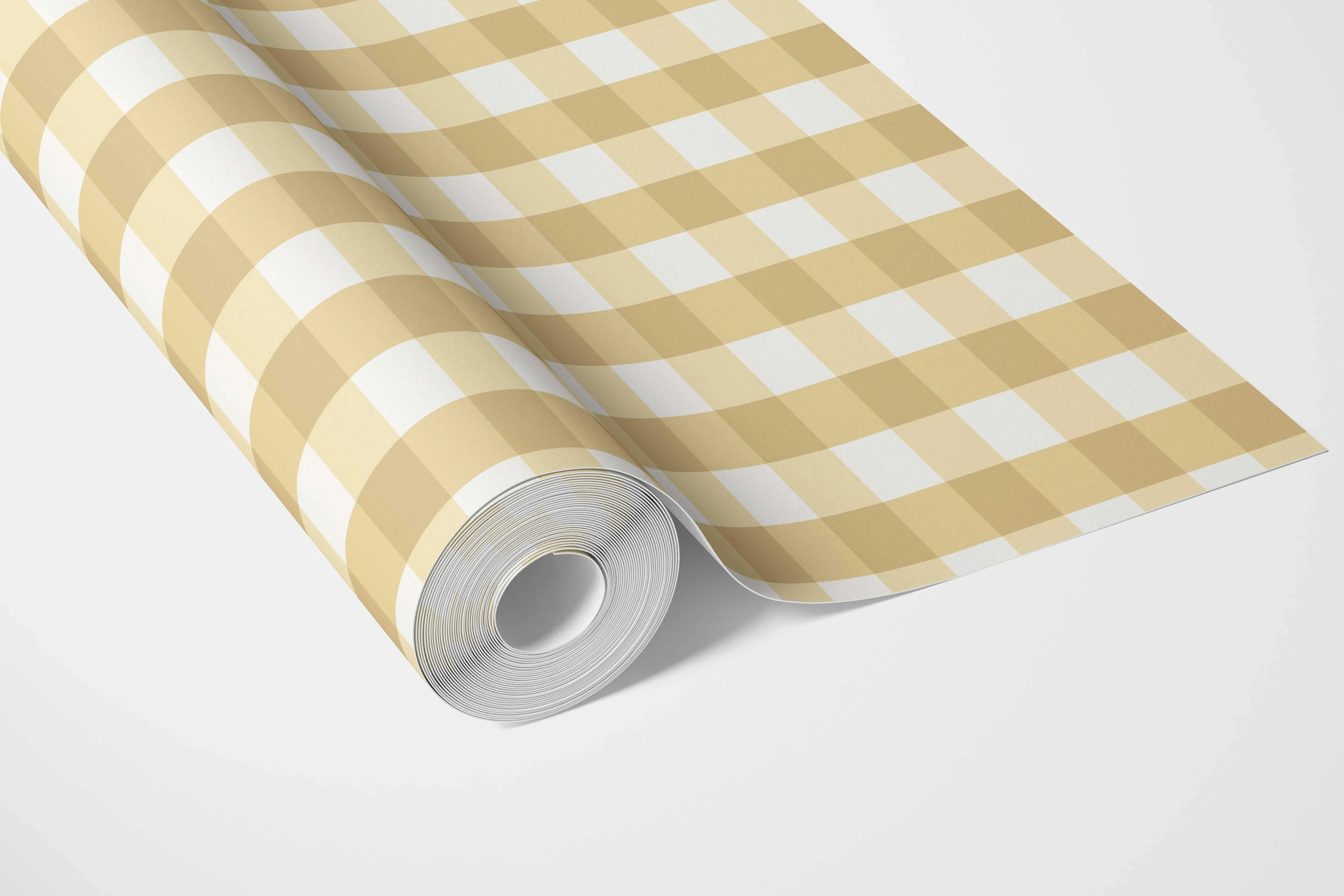 Geometric Gingham Bathroom Wallpaper Sample (Yellow)