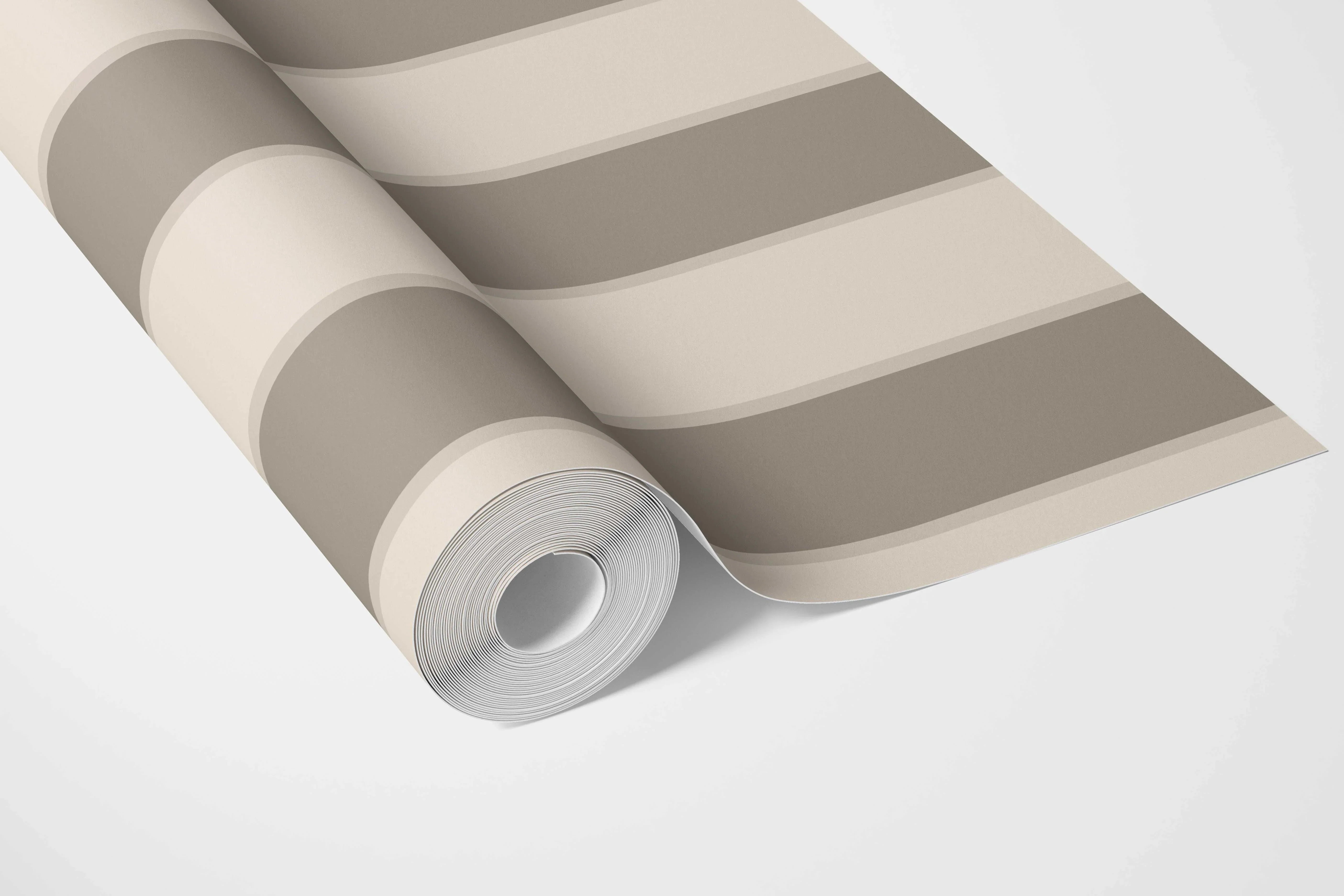 Neutral Geometric Striped Bathroom Wallpaper Sample (Cream/ Taupe Grey/ Brown)