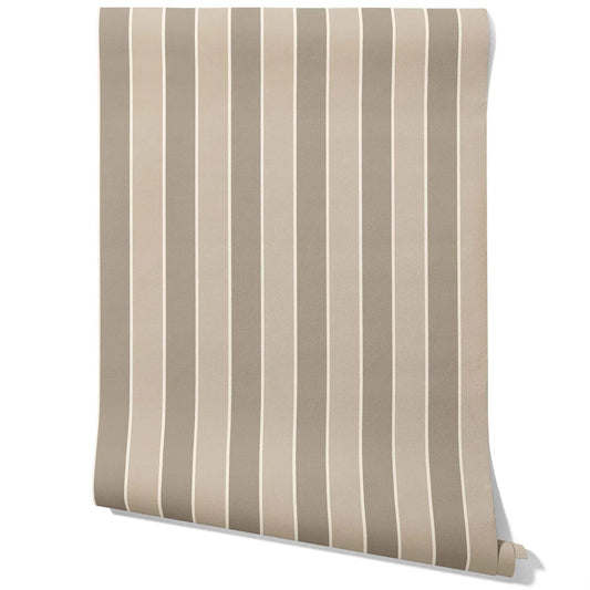 Neutral Geometric Striped Traditional Wallpaper (Taupe Grey/ Brown)