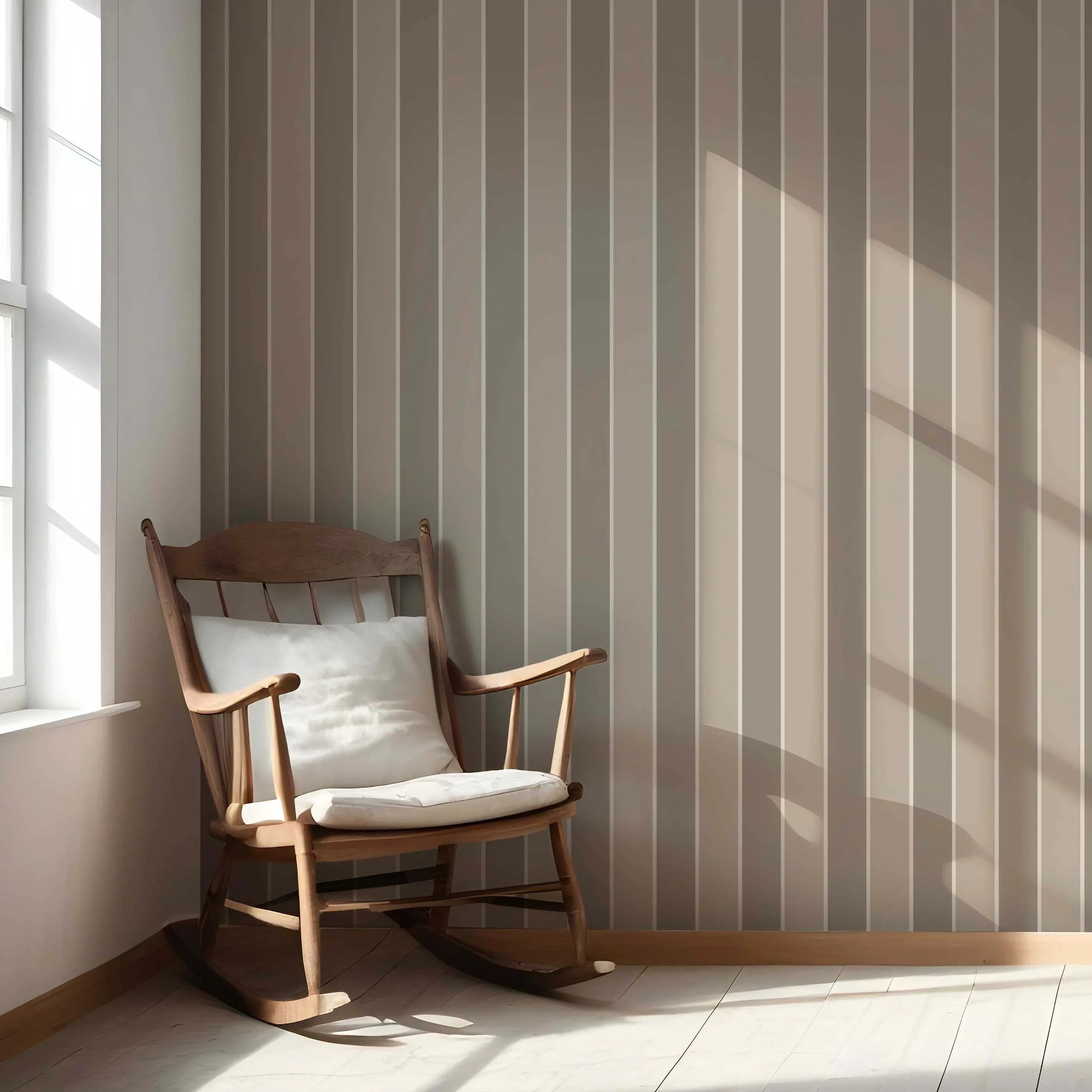 Neutral Geometric Striped Living Room Wallpaper Sample (Taupe Grey/ Brown)