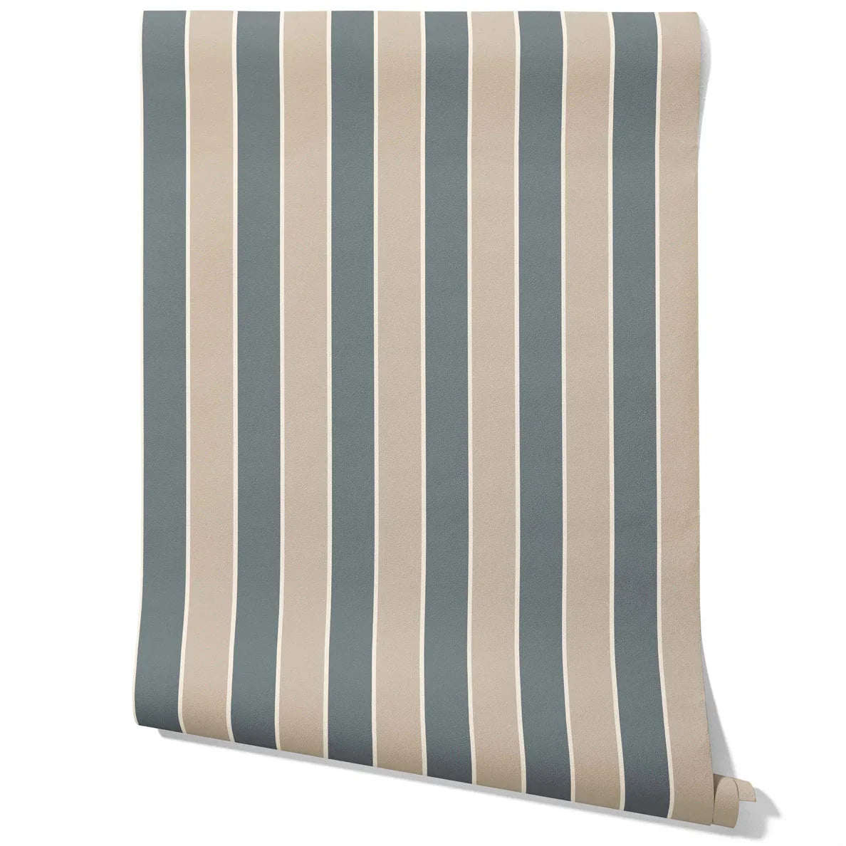 Neutral Geometric Striped Traditional Wallpaper Sample (Stone Blue/ Beige)