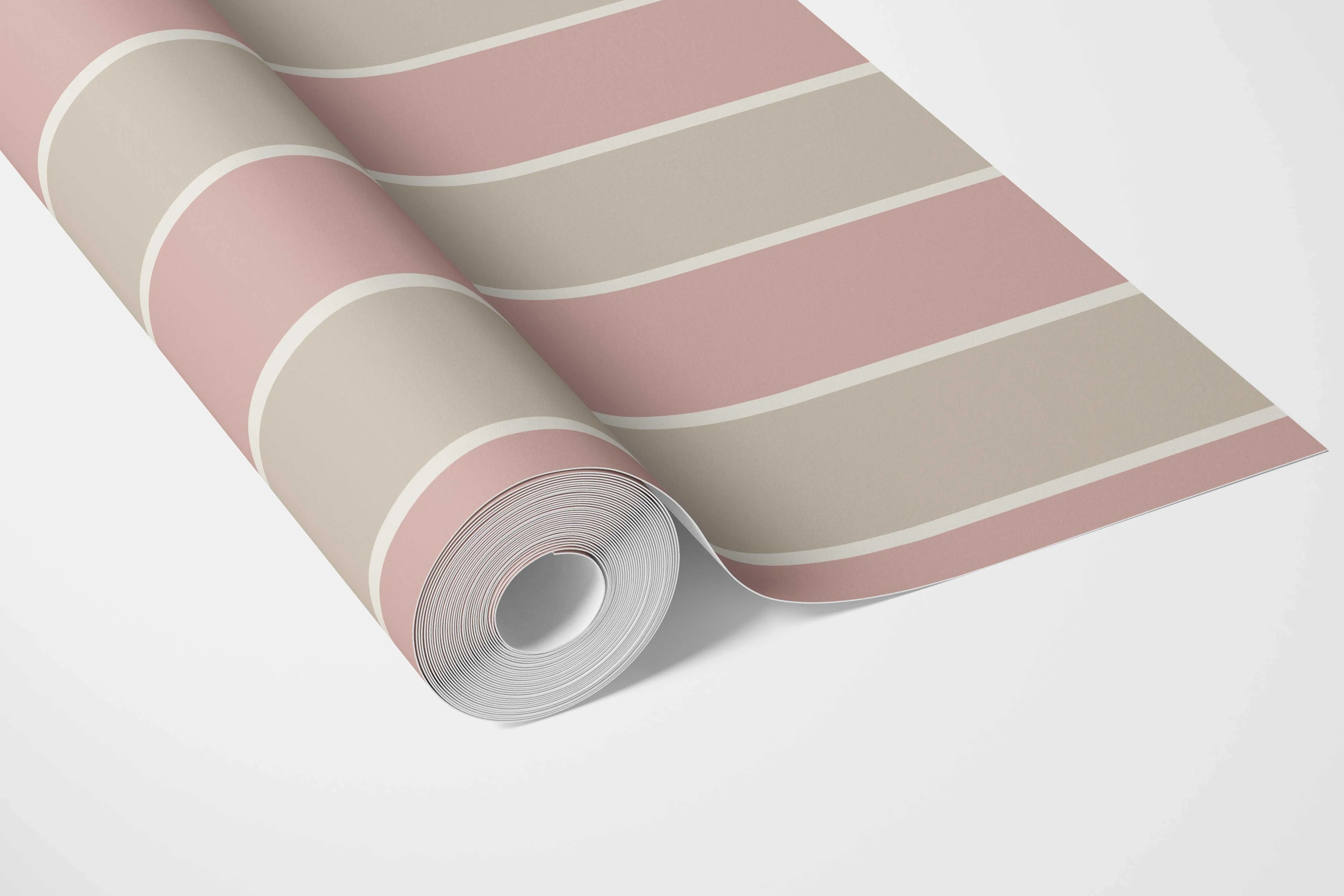 Geometric Striped Nursery Wallpaper (Dusty Pink/ Taupe)