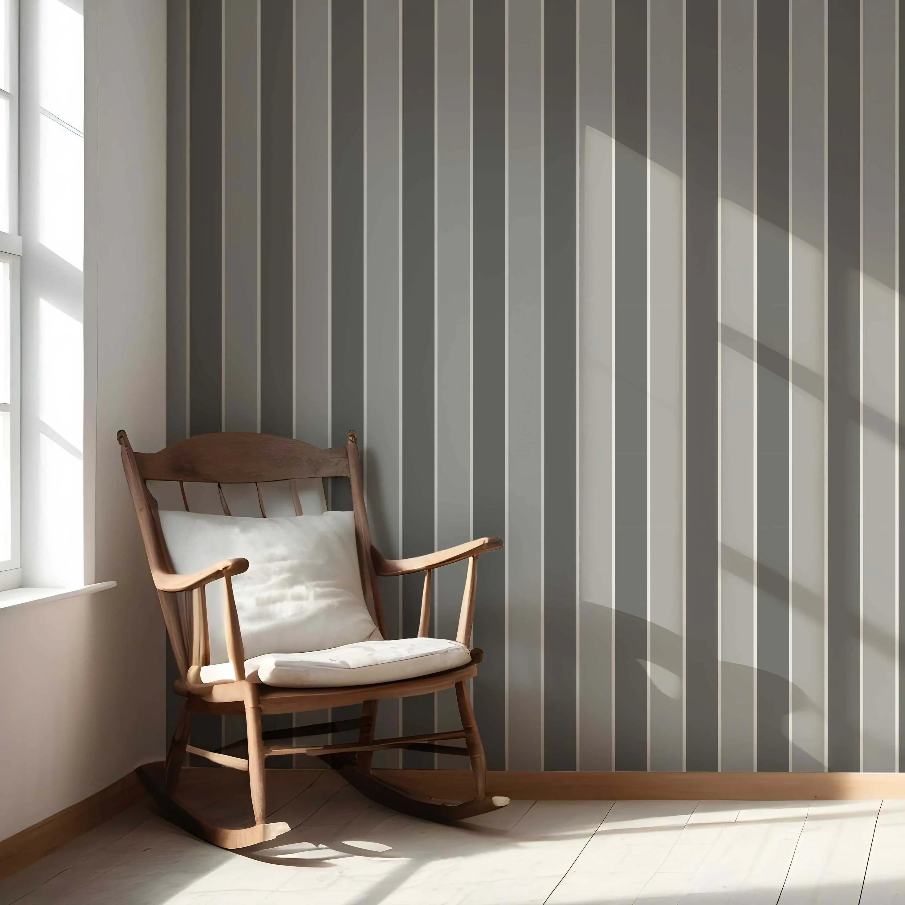 Neutral Geometric Striped Living Room Wallpaper Sample (Grey)