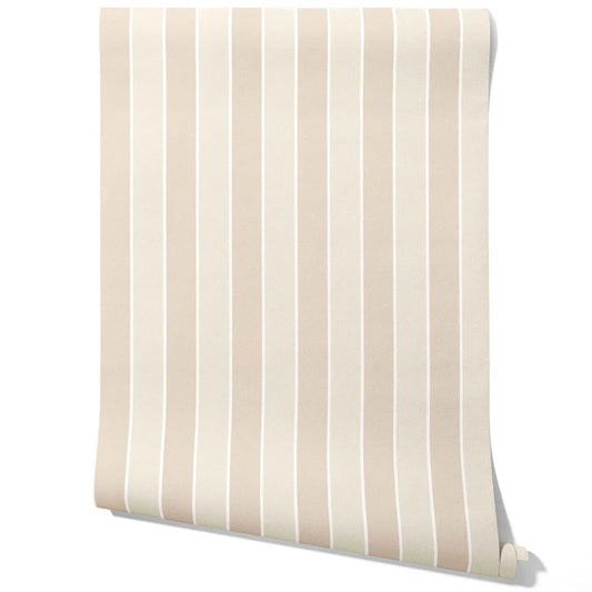 Neutral Geometric Striped Traditional Wallpaper Sample (Beige/ Cream)
