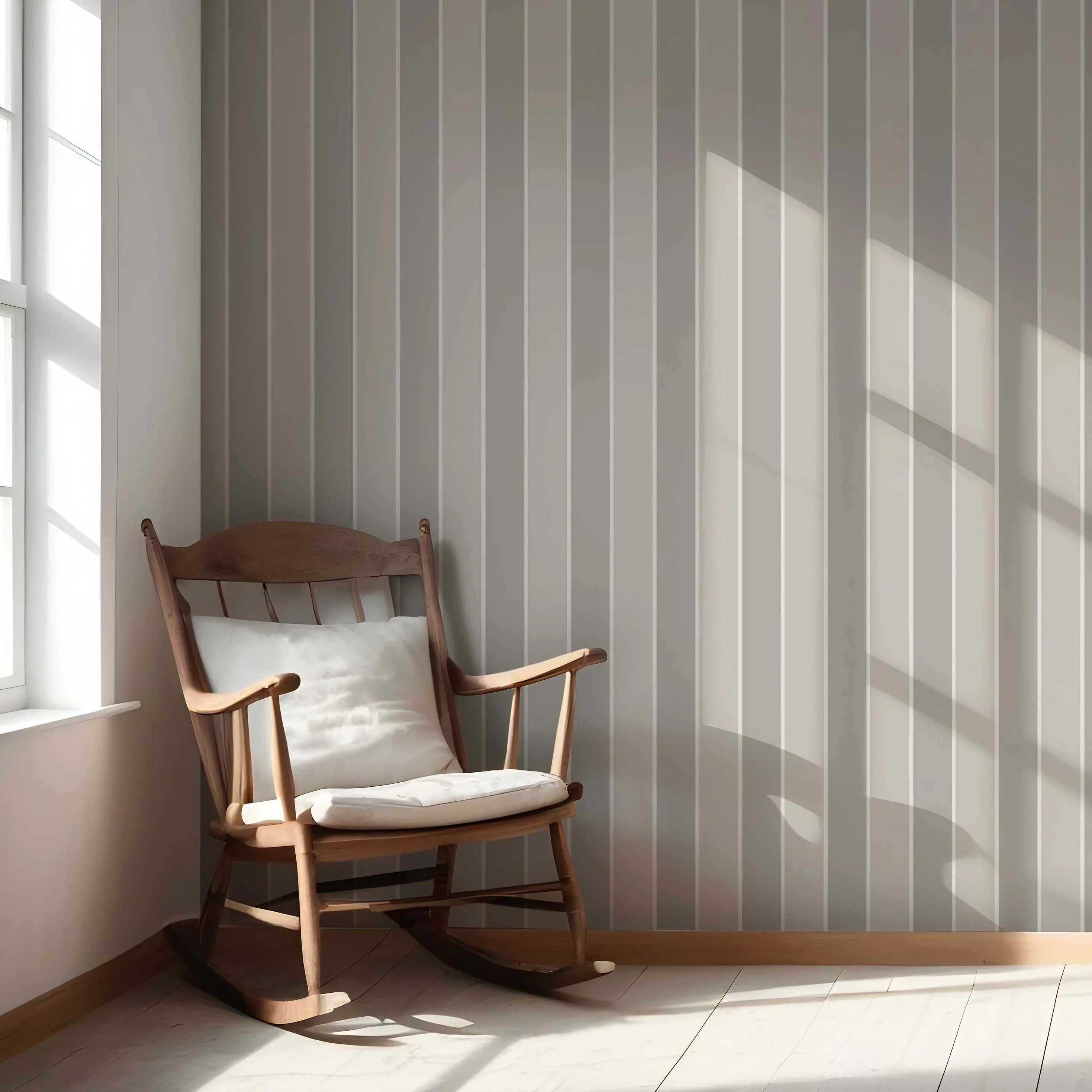 Neutral Geometric Striped Living Room Wallpaper Sample (Grey/ Beige/ Taupe)