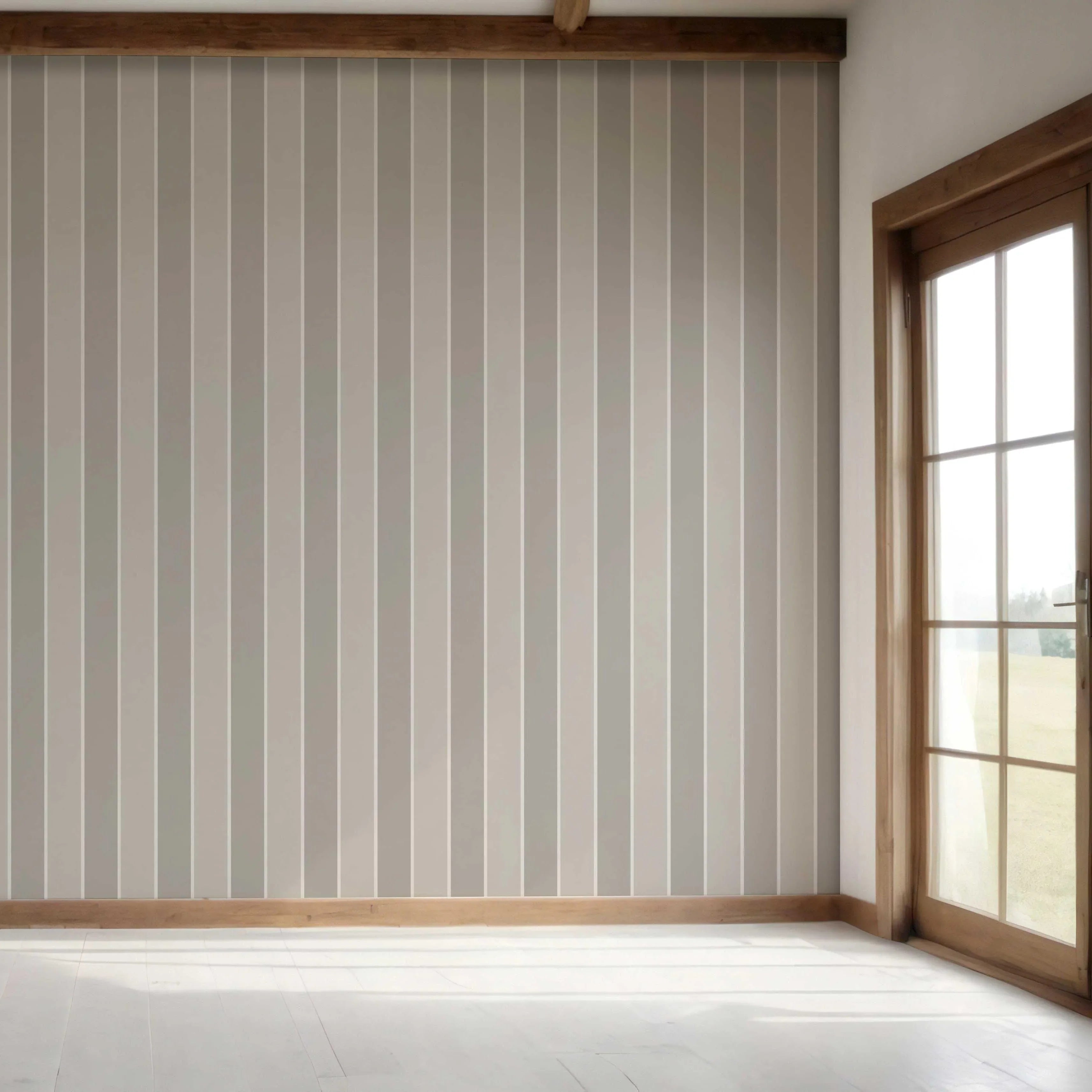 Neutral Geometric Striped Bedroom Wallpaper Sample (Grey/ Beige/ Taupe)