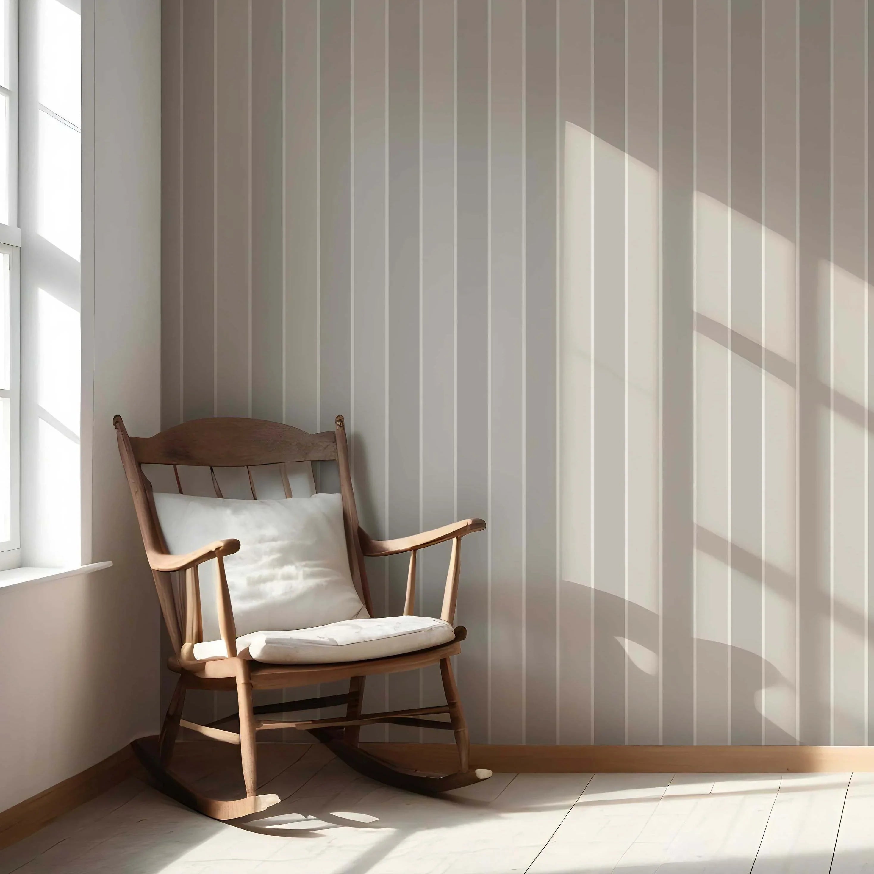 Neutral Geometric Striped Living Room Wallpaper (Beige/ Greige/ Taupe)
