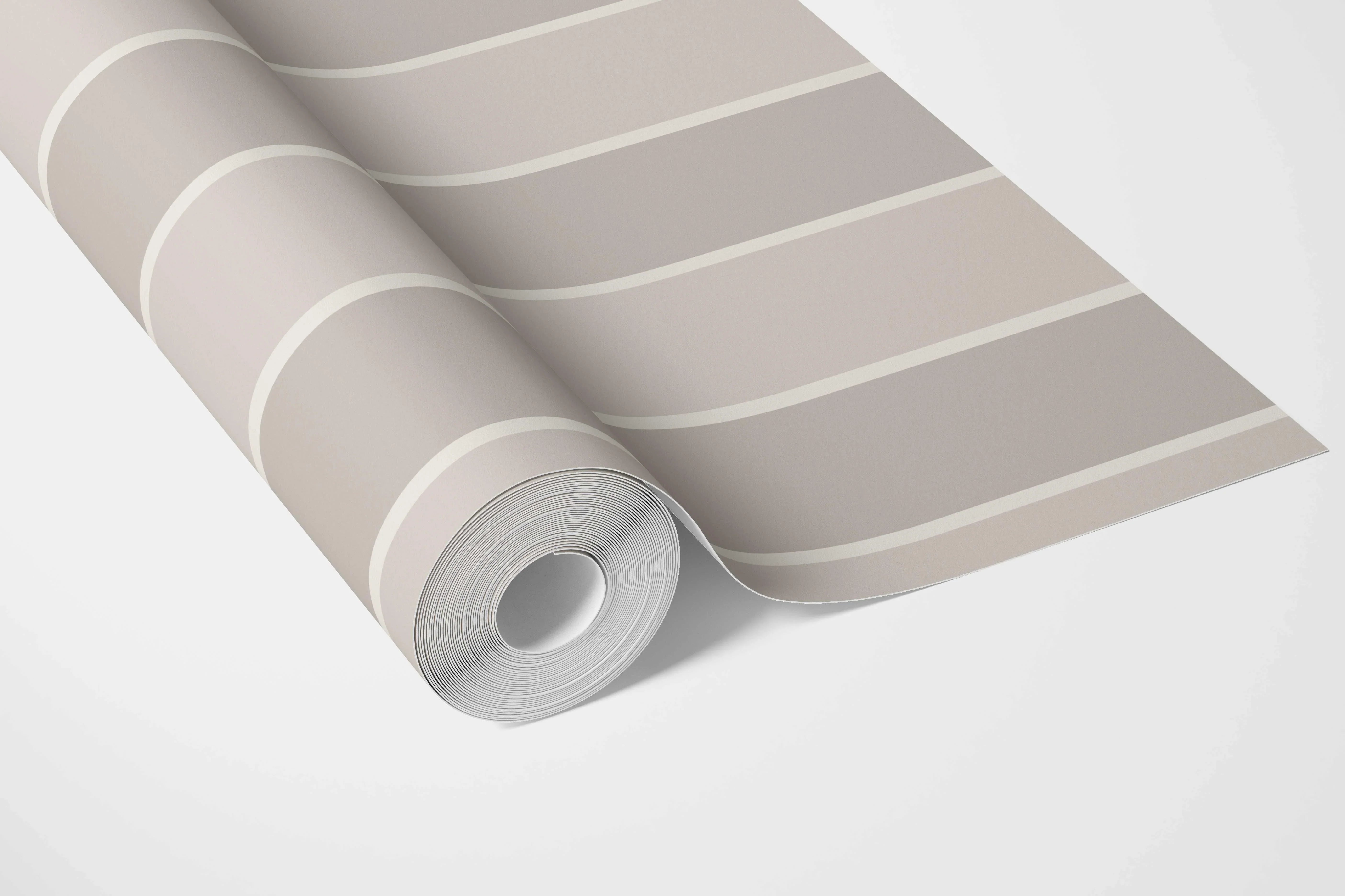 Neutral Geometric Striped Nursery Wallpaper (Beige/ Greige/ Taupe)