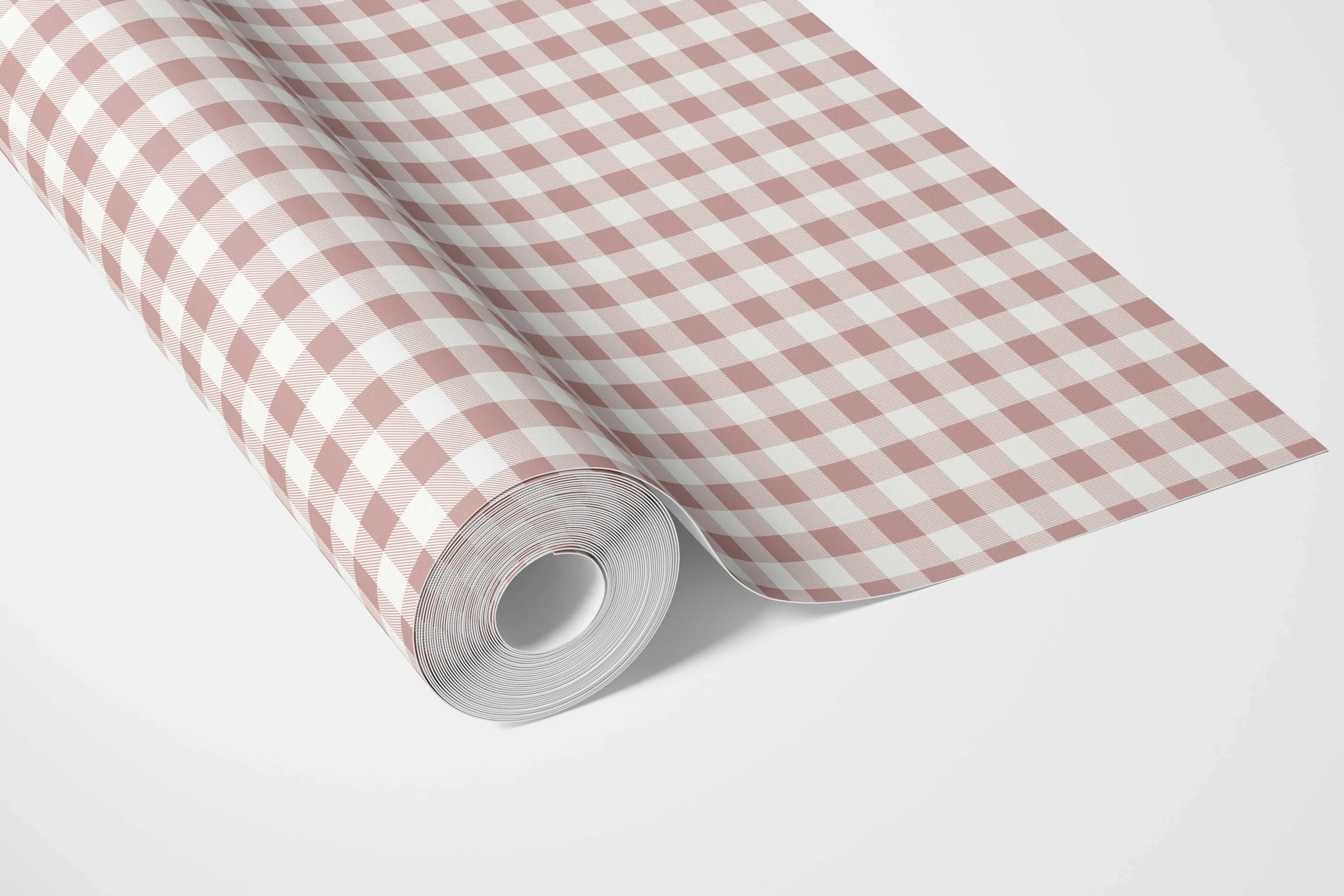 Gingham Checkered Bathroom Wallpaper Sample (Pink)