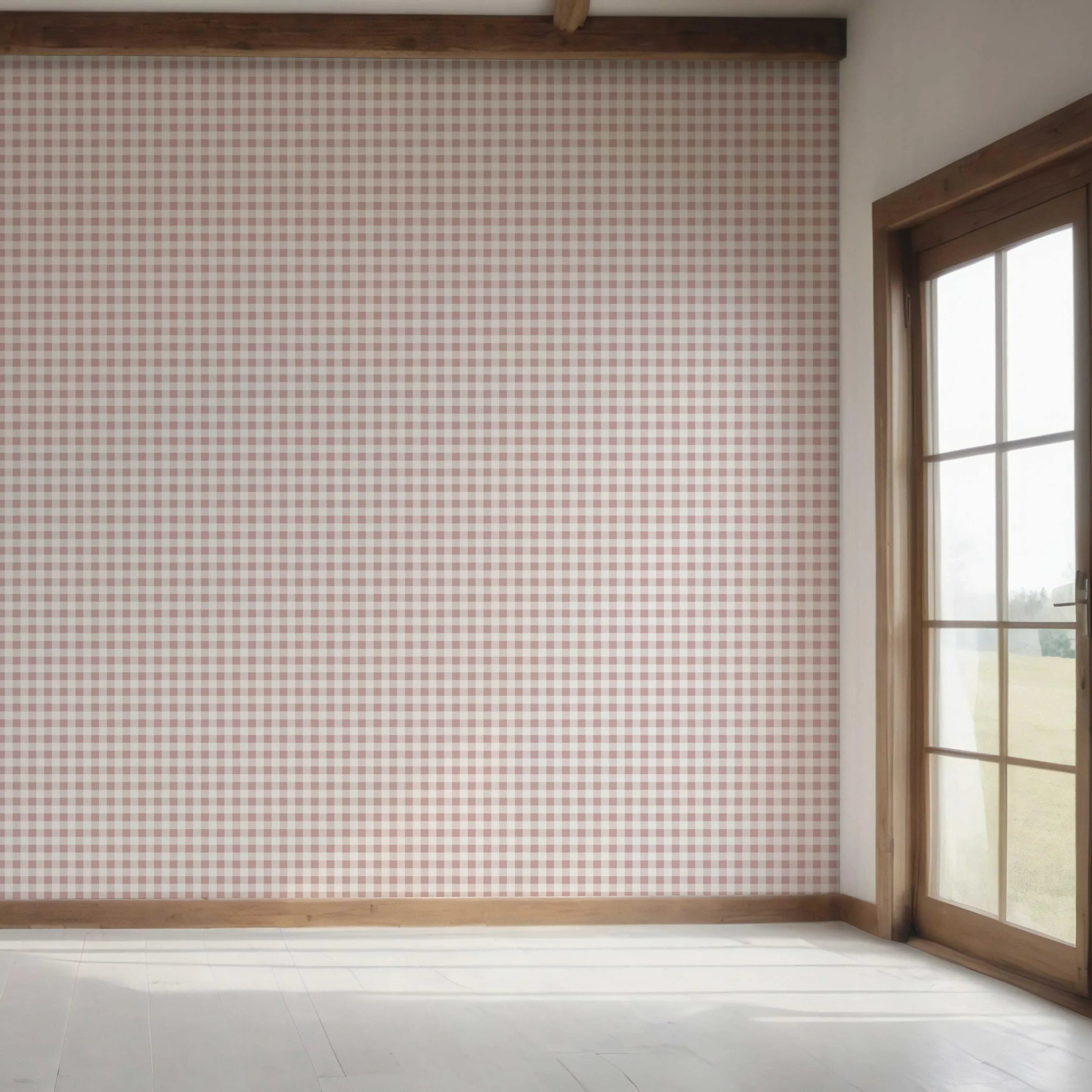 Gingham Checkered Bedroom Wallpaper Sample (Pink)