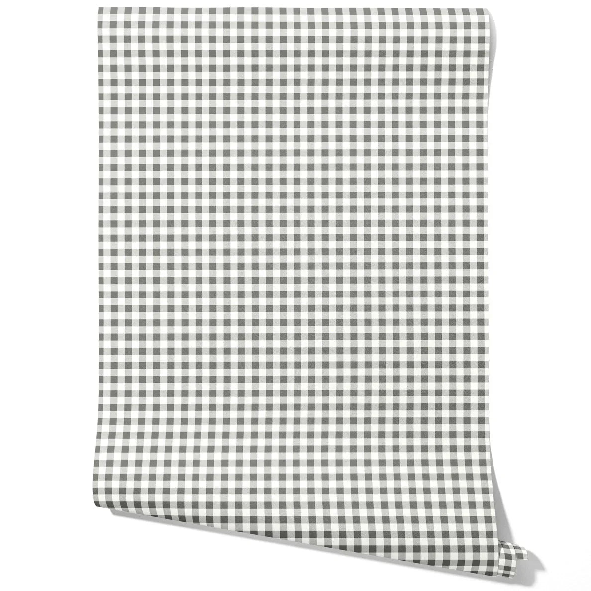 Neutral Gingham Checkered Traditional Wallpaper (Grey)
