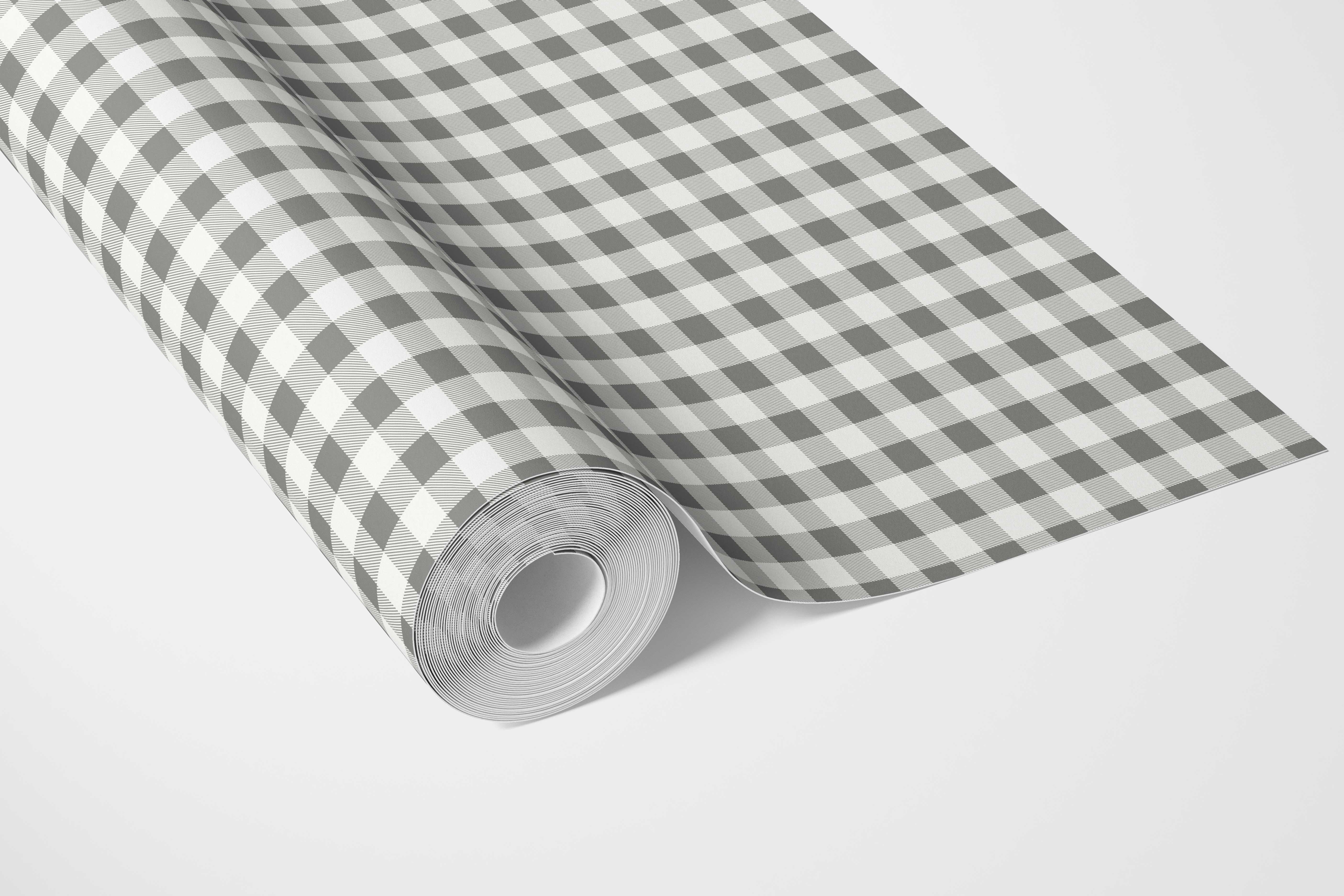 Neutral Gingham Checkered Bathroom Wallpaper Sample (Grey)