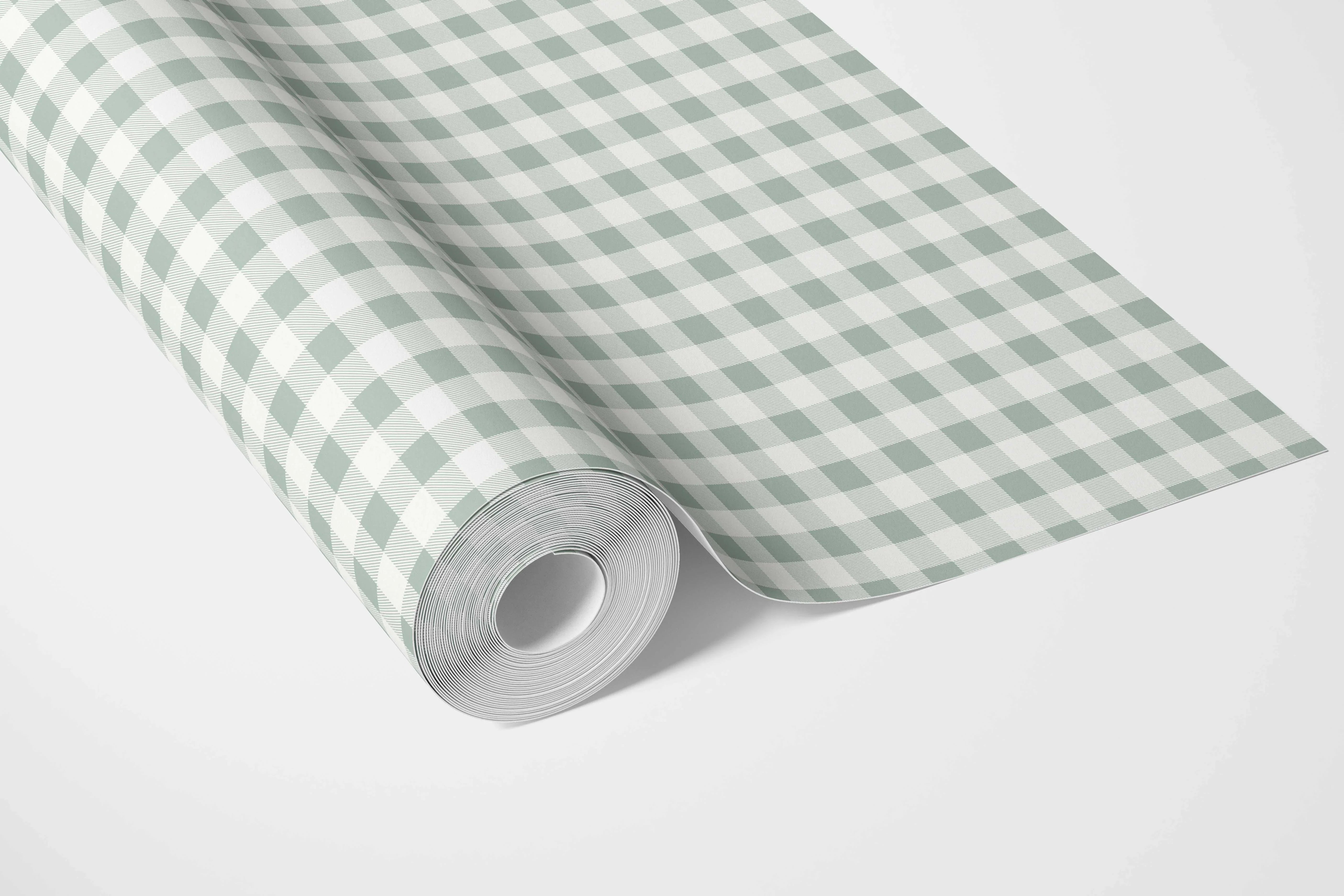Gingham Checkered Bathroom Wallpaper (Duck Egg Blue)