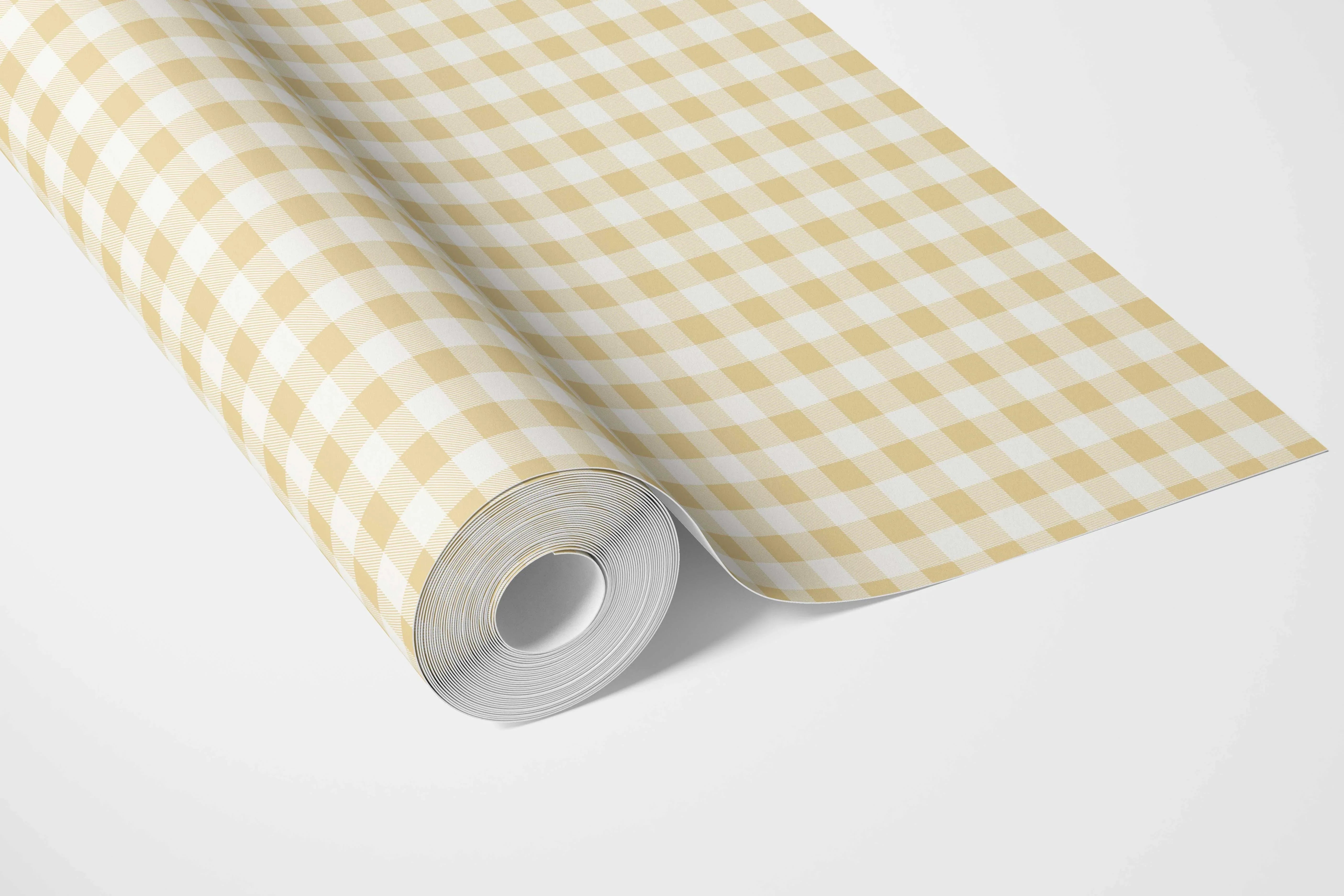 Gingham Checkered Bathroom Wallpaper (Yellow)