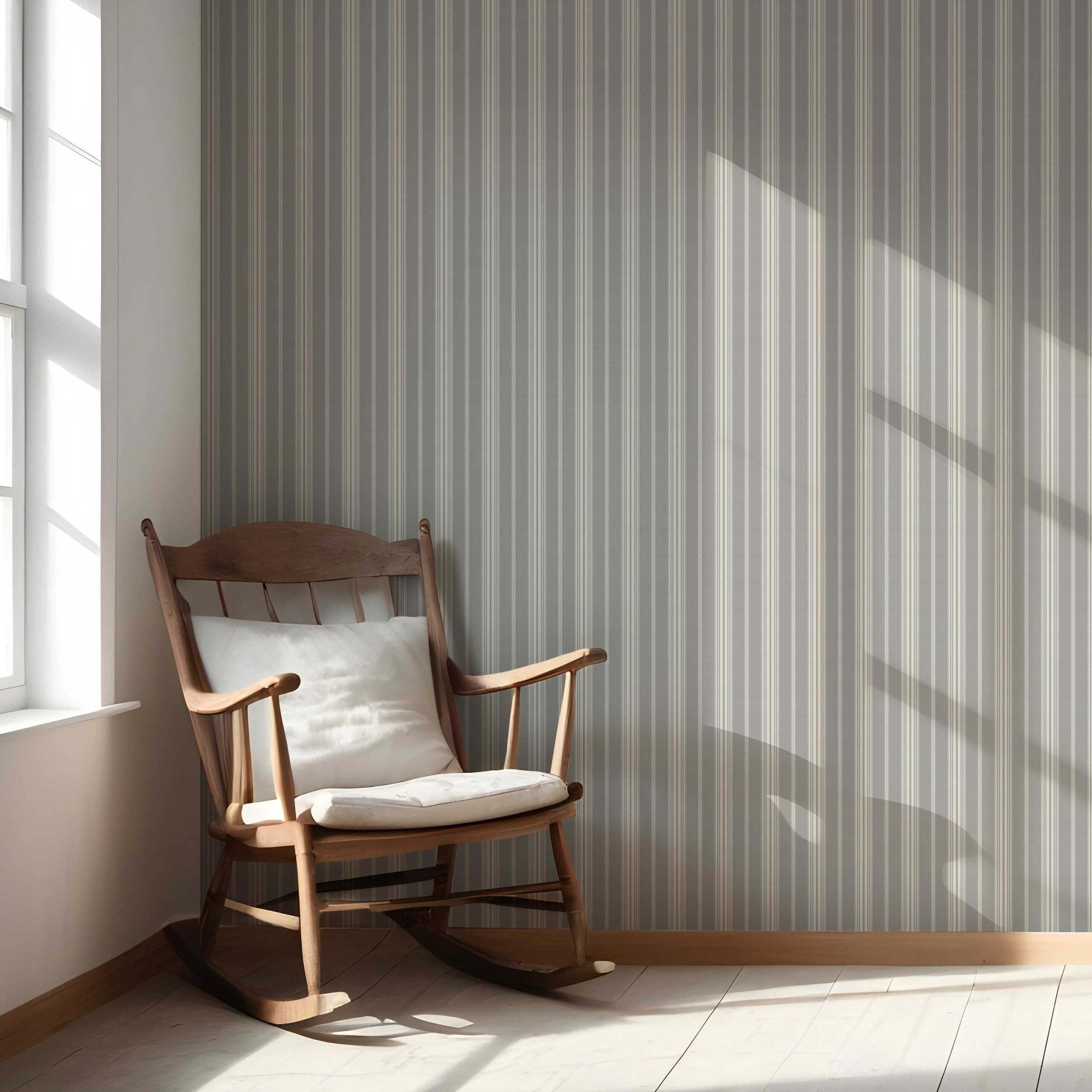 Neutral Geometric Striped Living Room Wallpaper Sample (Grey)