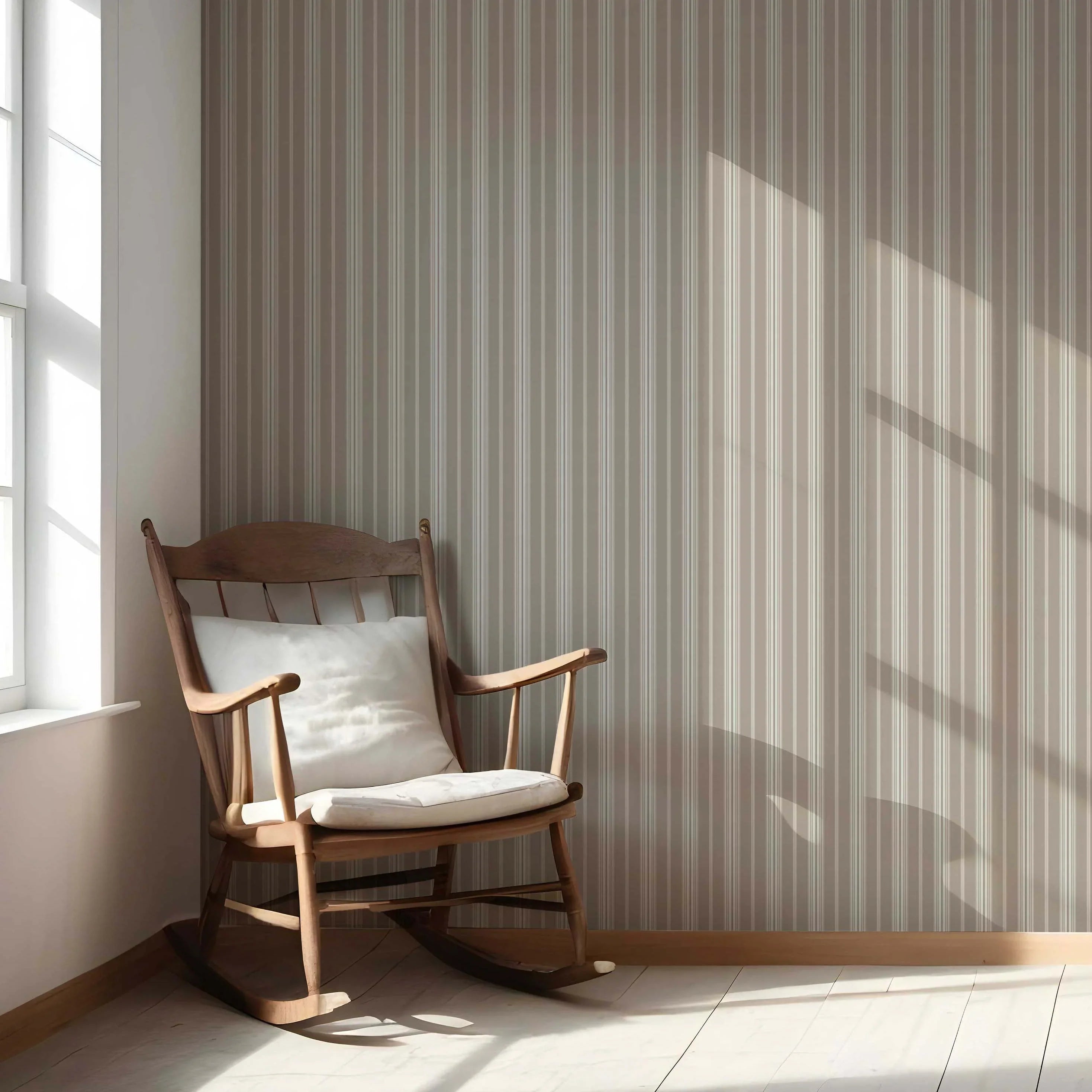 Neutral Geometric Striped Living Room Wallpaper Sample (Brown/ Beige/ Warm Grey)