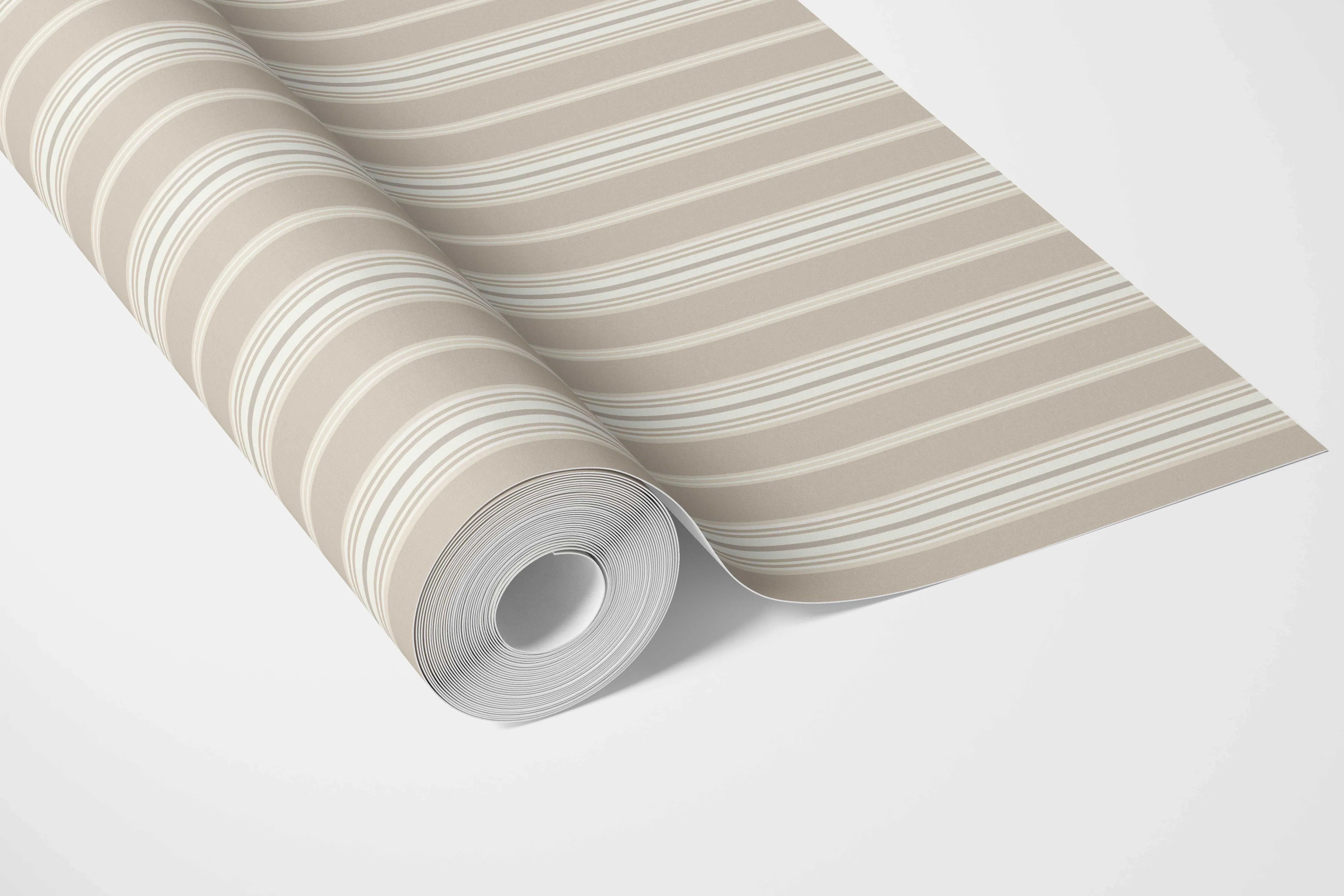 Neutral Geometric Striped Nursery Wallpaper Sample (Beige/ Brown/ Warm Grey)