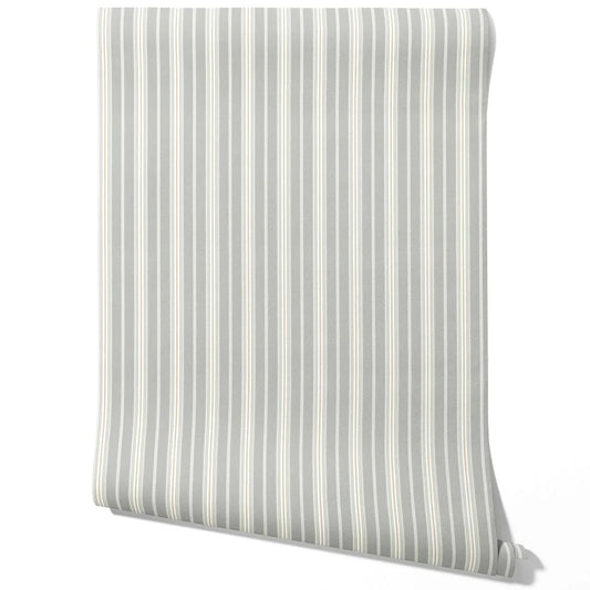 Neutral Geometric Striped Traditional Wallpaper Sample (Gray)