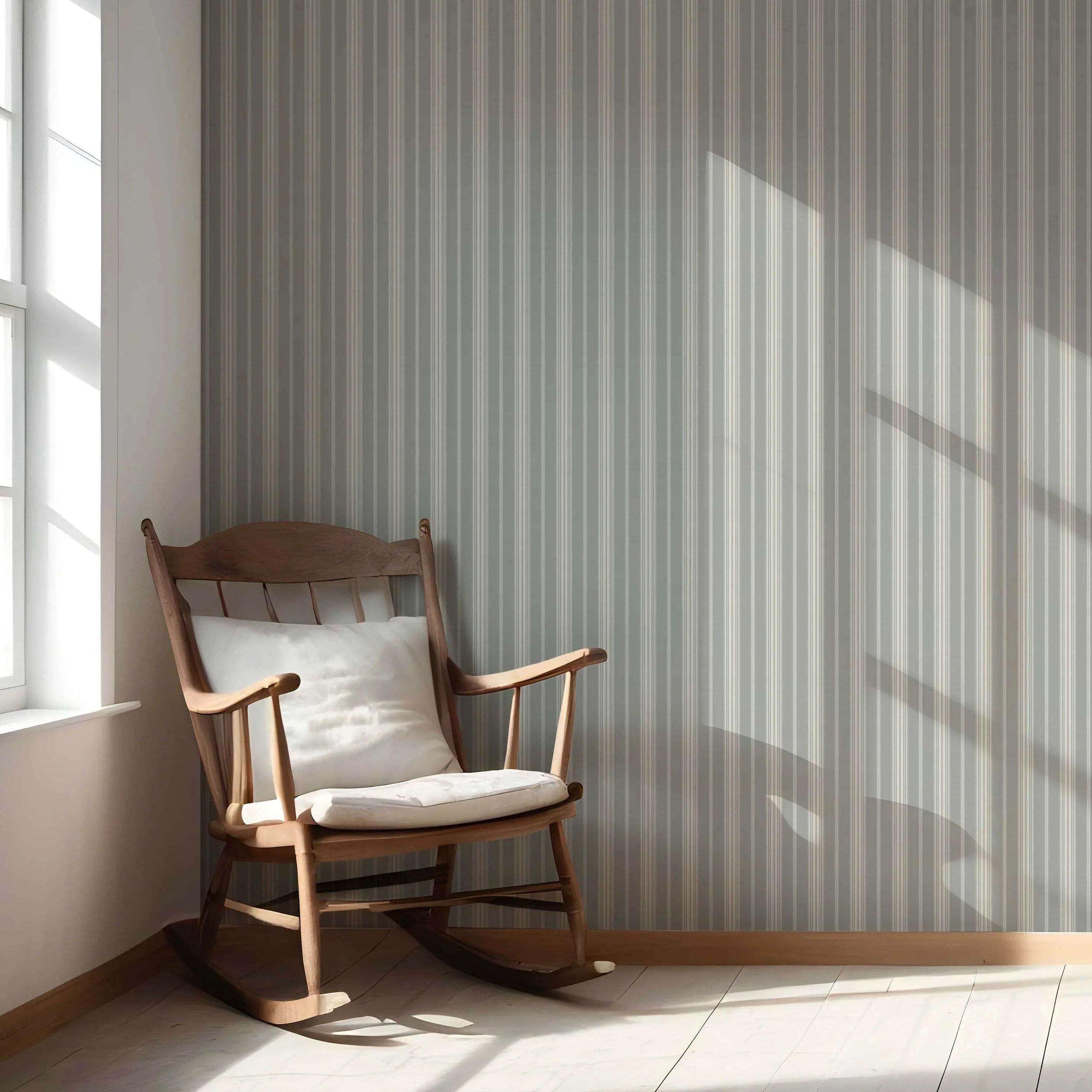 Neutral Geometric Striped Living Room Wallpaper Sample (Grey)