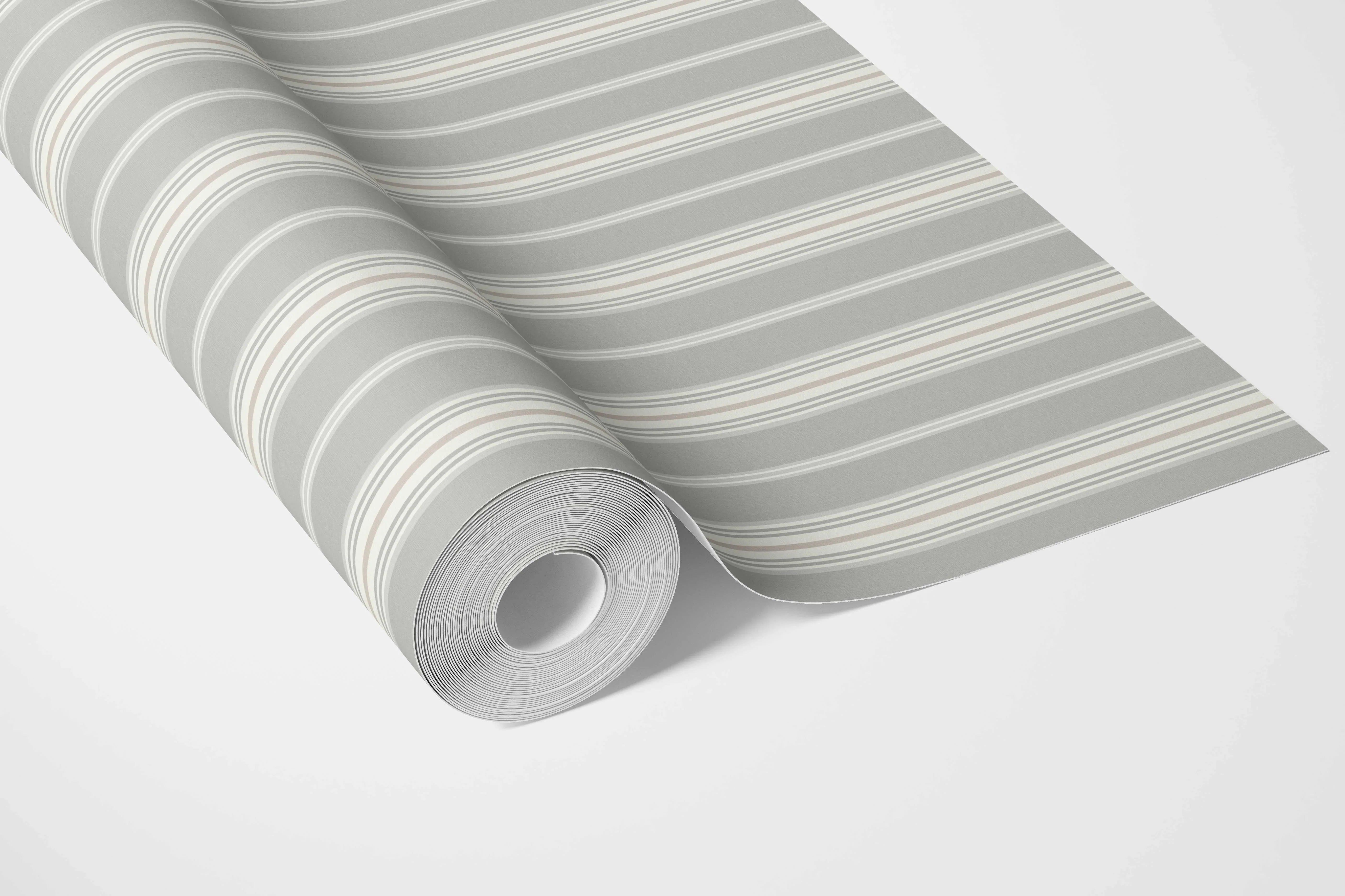 Neutral Geometric Striped Nursery Wallpaper (Grey)