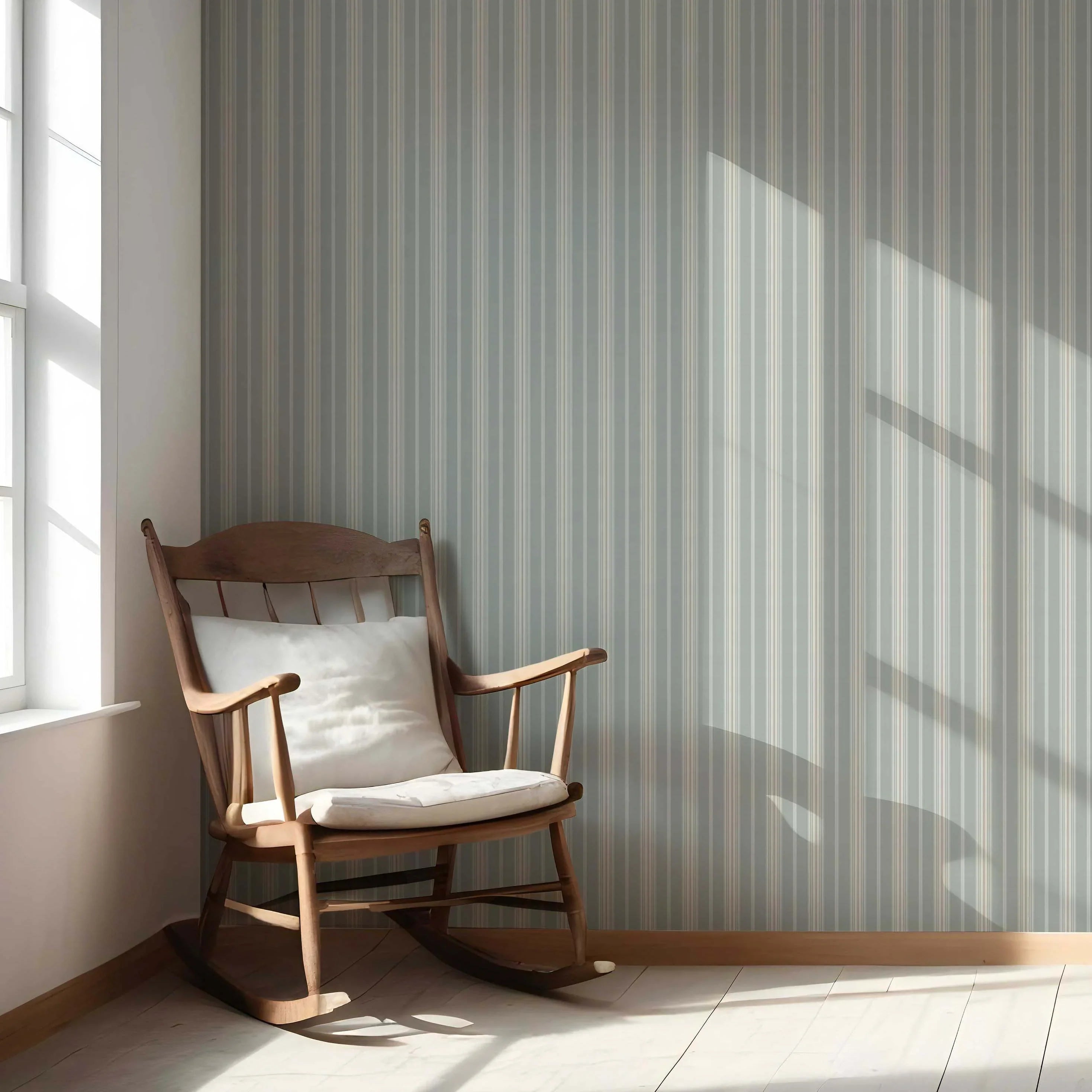 Neutral Geometric Striped Living Room Wallpaper (Duck Egg Blue)