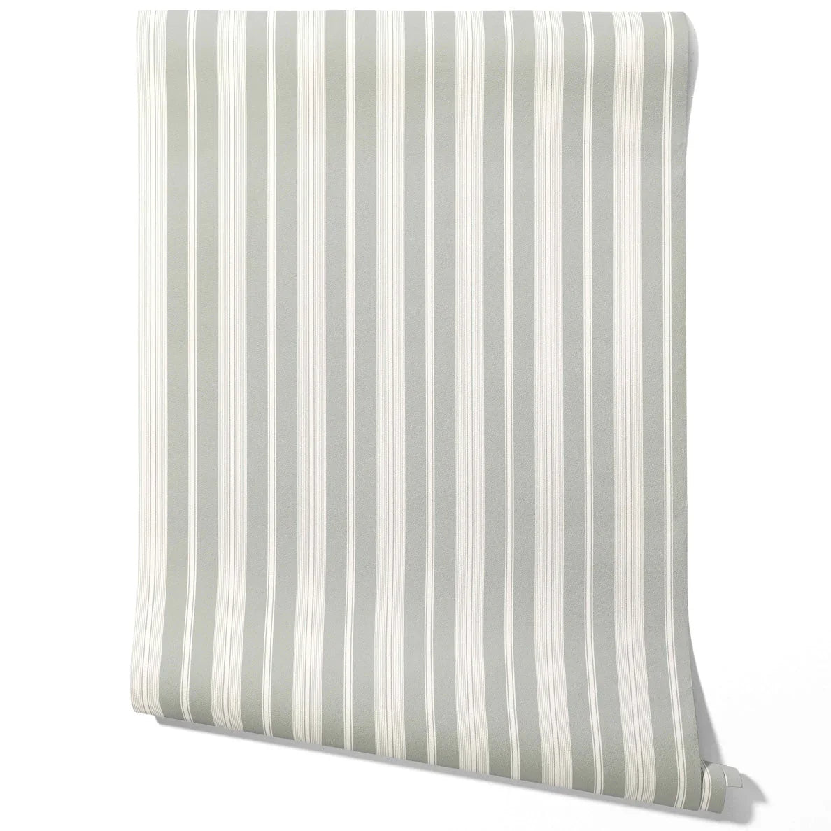 Neutral Geometric Striped Traditional Wallpaper (Sage Grey)