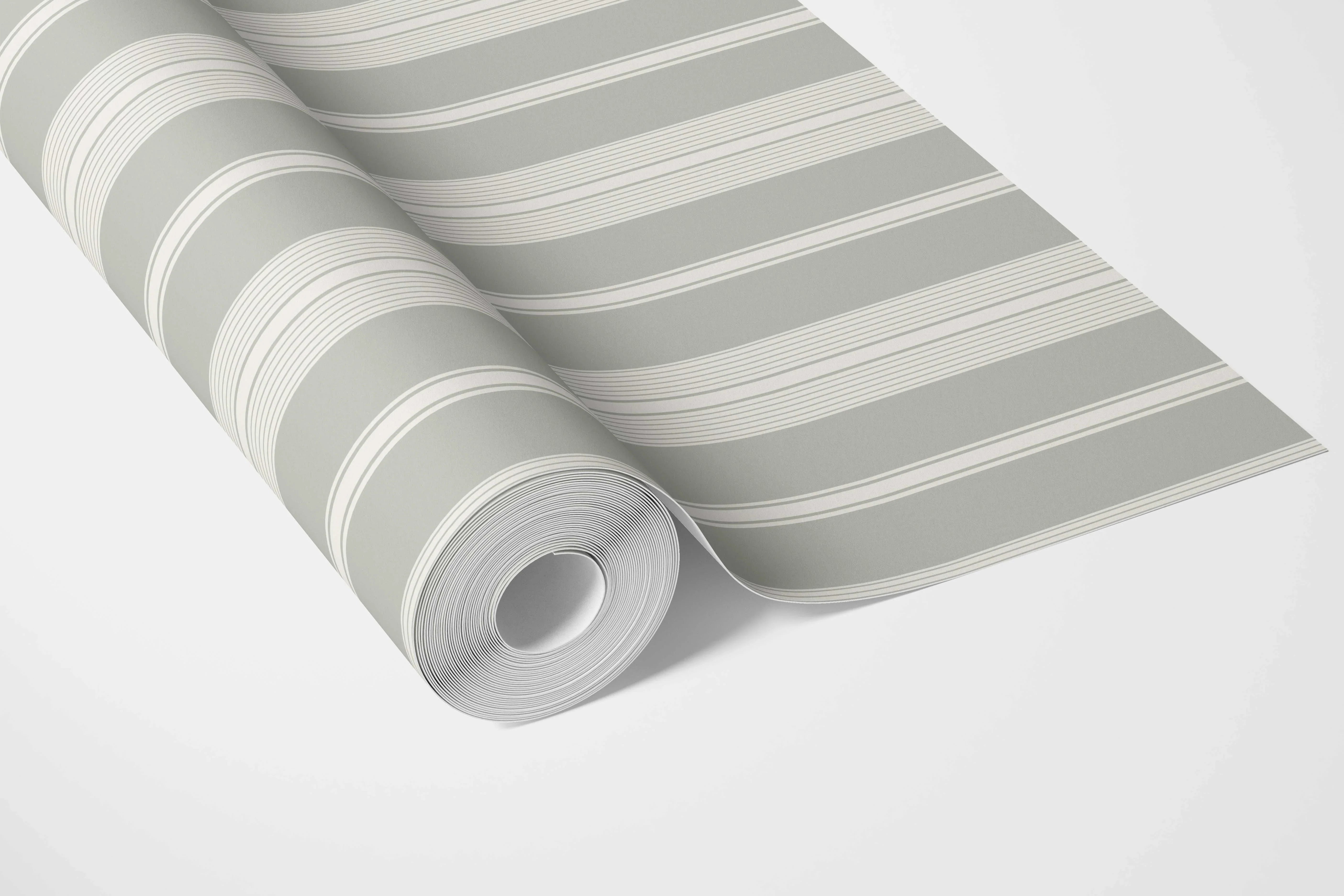 Neutral Geometric Striped Nursery Wallpaper (Sage Grey)