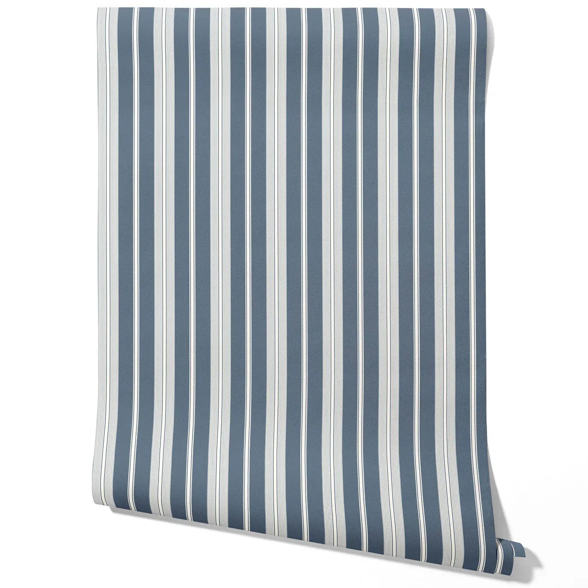 Geometric Striped Traditional Wallpaper (Slate Grey/ Blue)