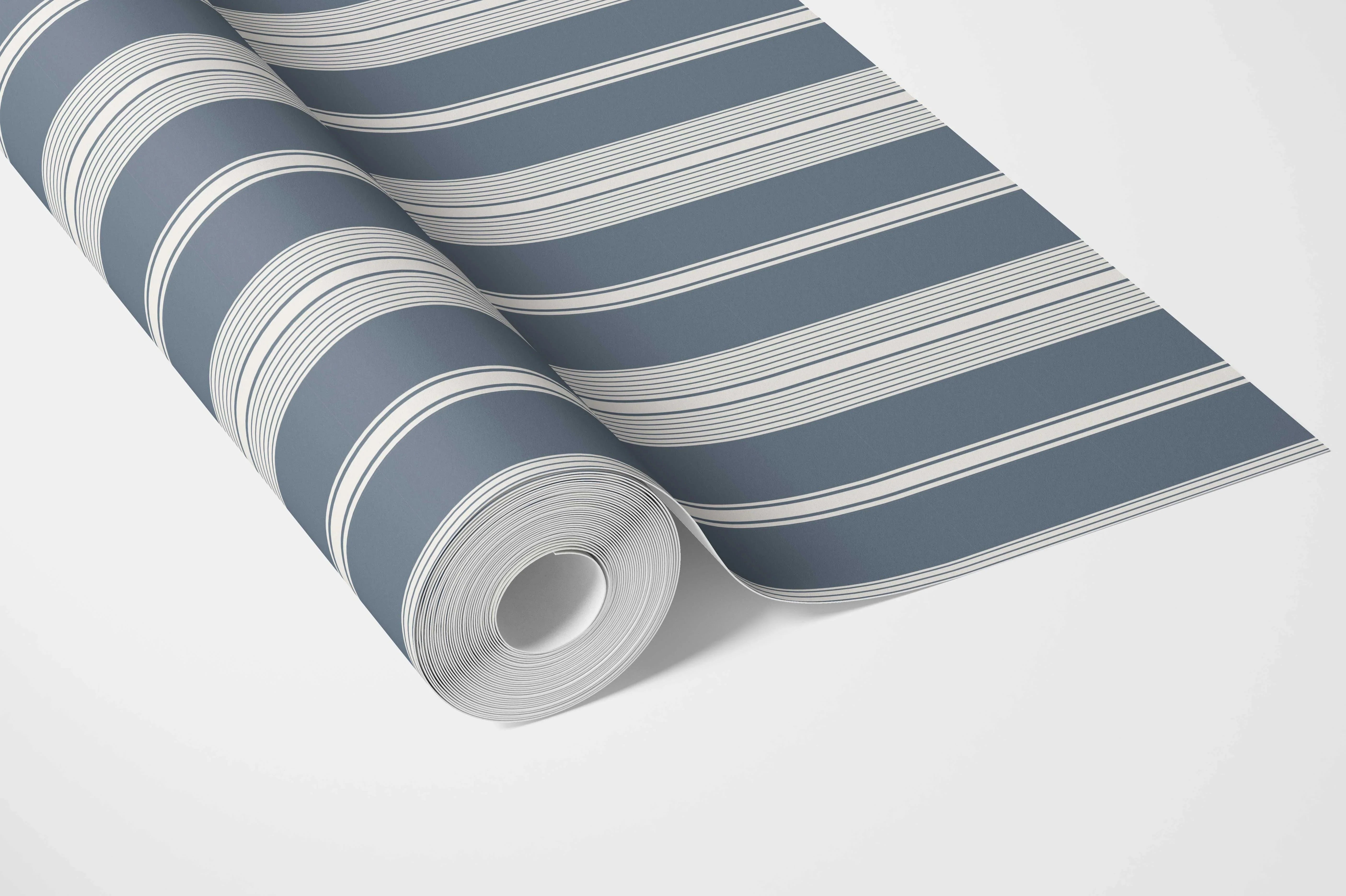 Geometric Striped Nursery Wallpaper (Slate Grey/ Blue)