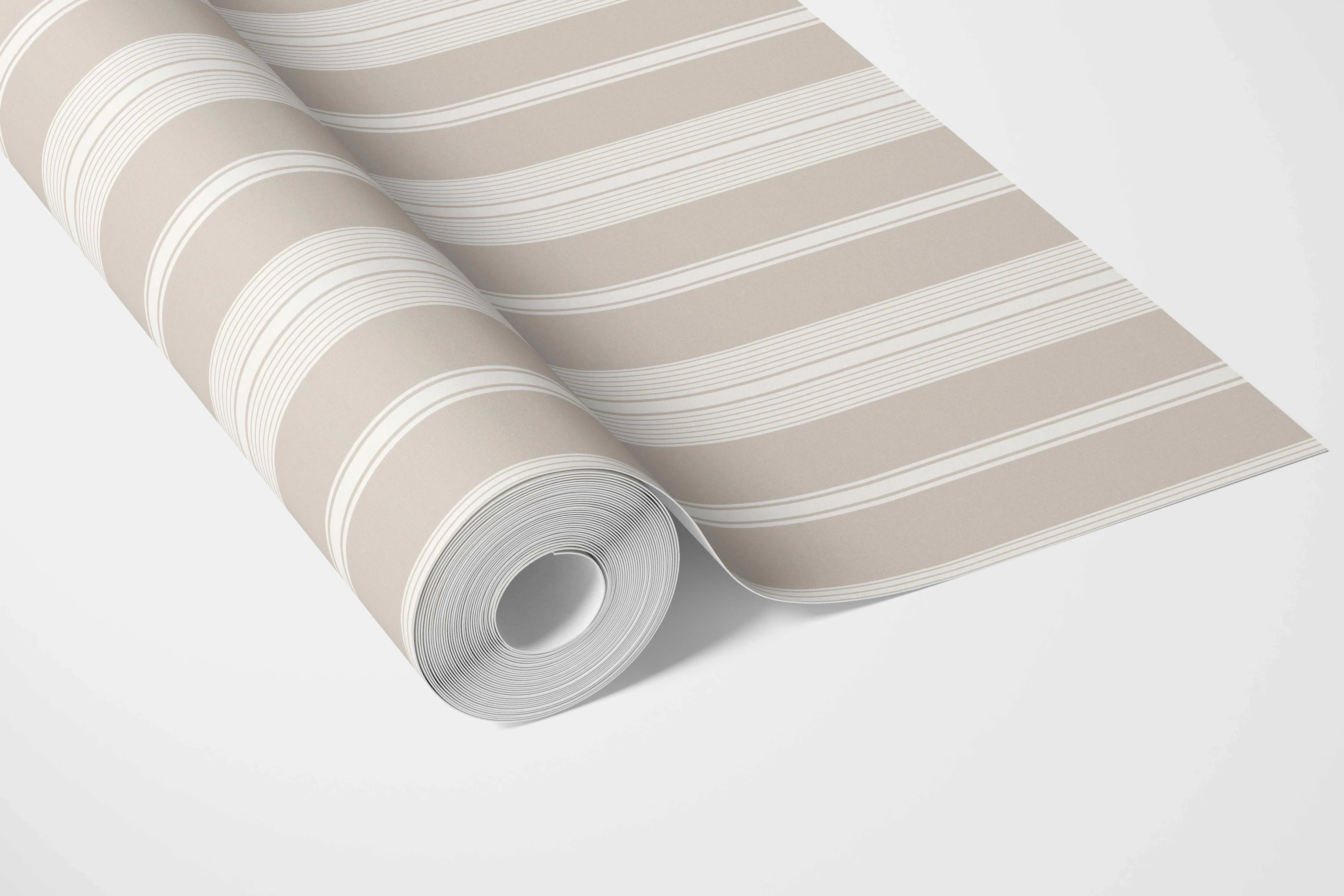 Neutral Geometric Striped Nursery Wallpaper Sample (Soft Taupe/ Beige/ Grey)