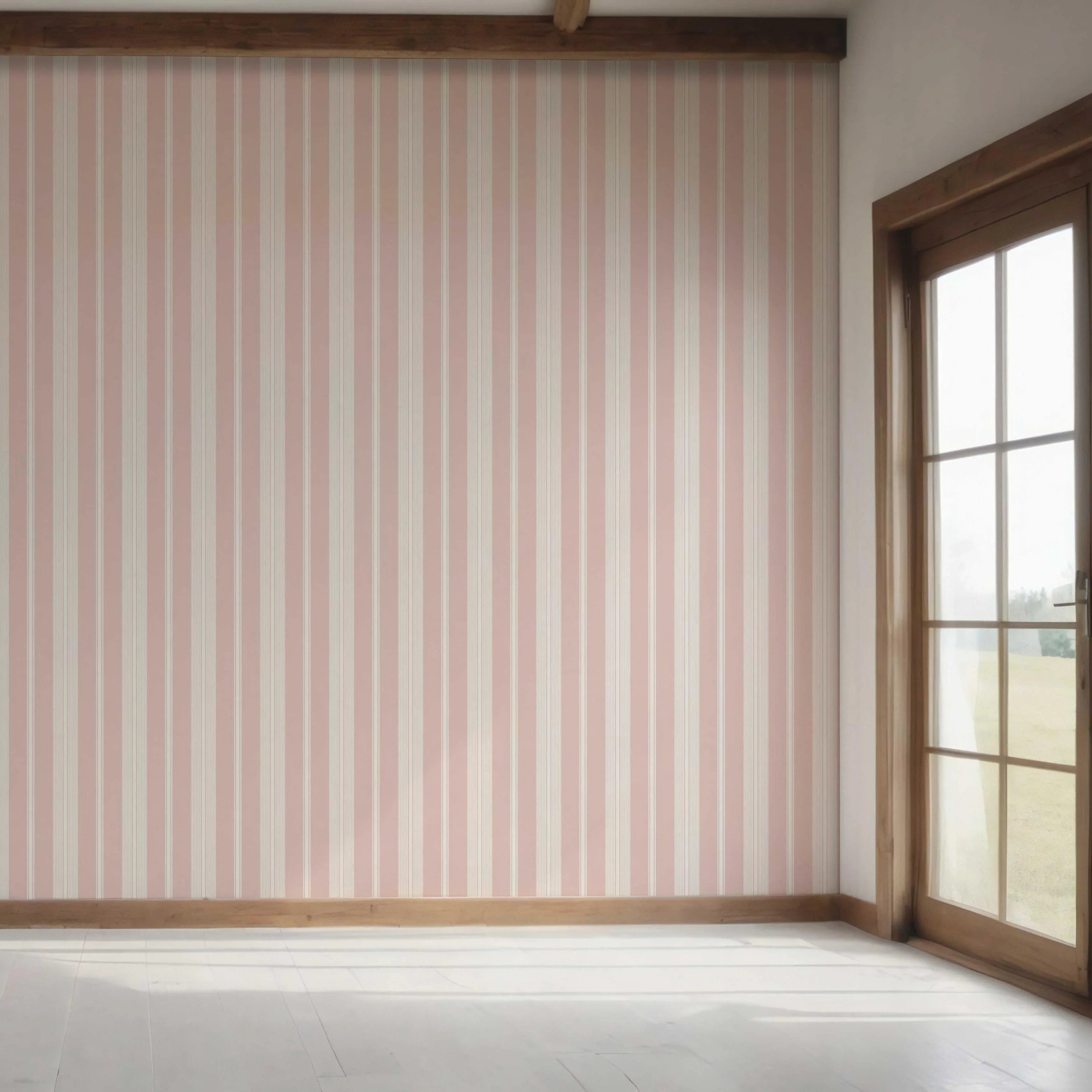 Geometric Striped Bedroom Wallpaper Sample (Blush Pink)