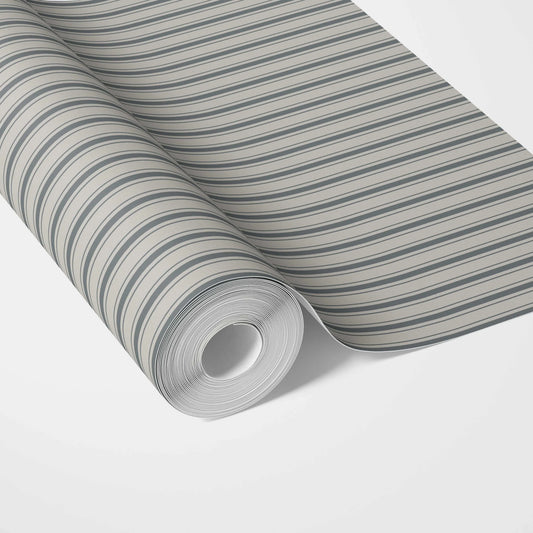 Neutral Geometric Striped Traditional Wallpaper Sample (Slate Gray)