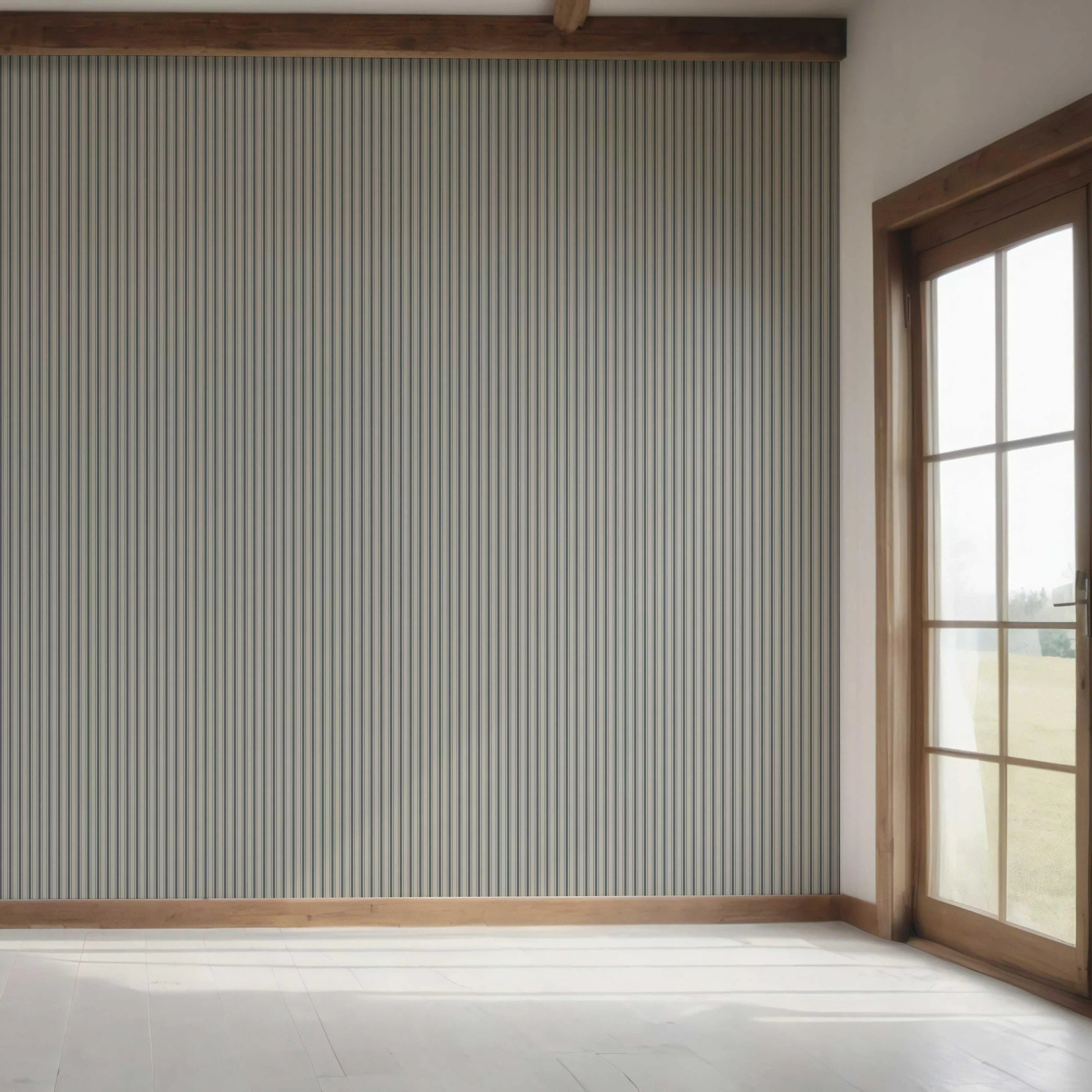 Neutral Geometric Striped Bedroom Wallpaper Sample (Slate Grey)