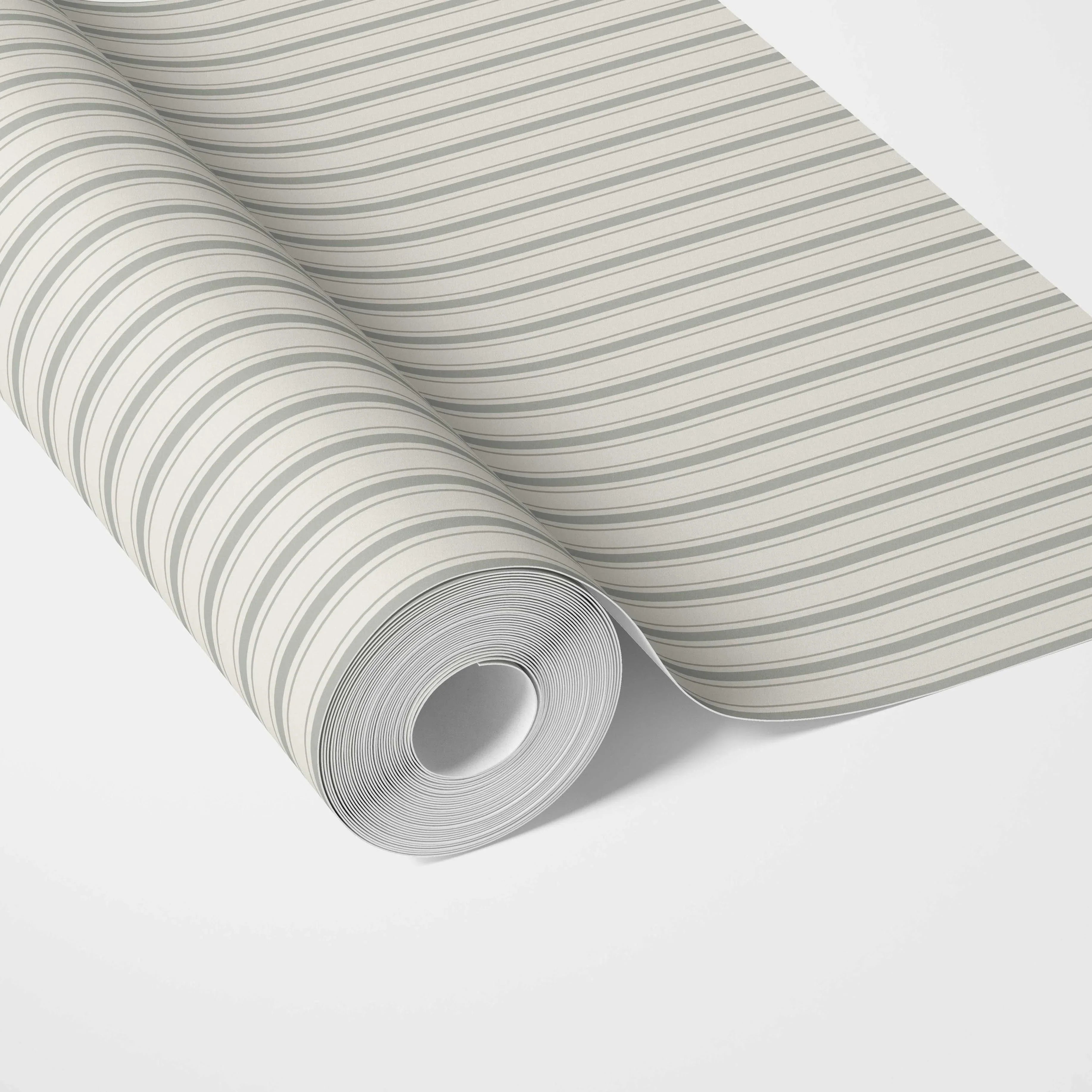 Neutral Geometric Striped Traditional Wallpaper (Sage Grey)
