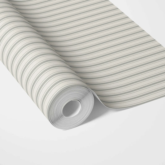 Neutral Geometric Striped Traditional Wallpaper Sample (Sage Gray)