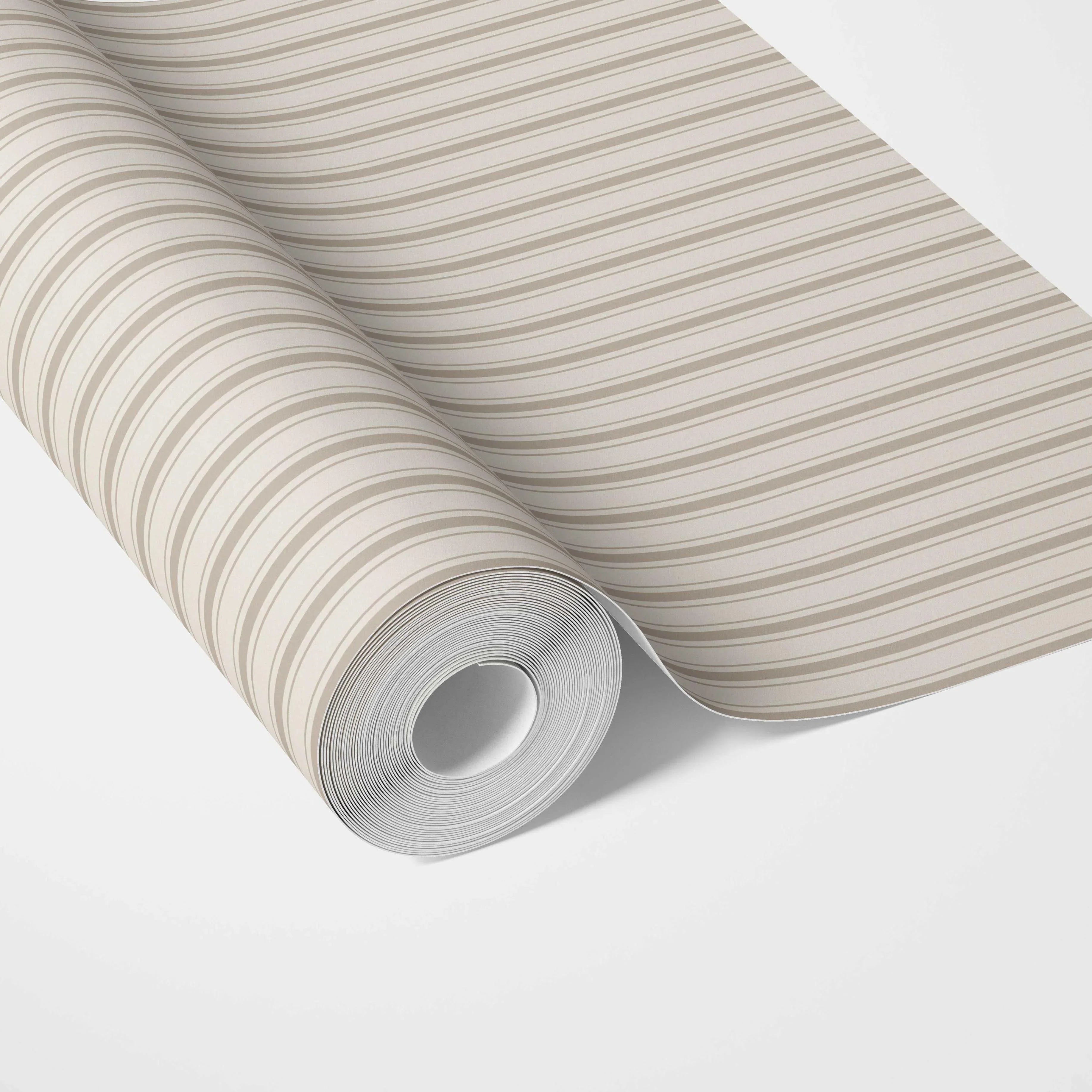 Neutral Geometric Striped Traditional Wallpaper Sample (Beige/ Brown/ Warm Grey)