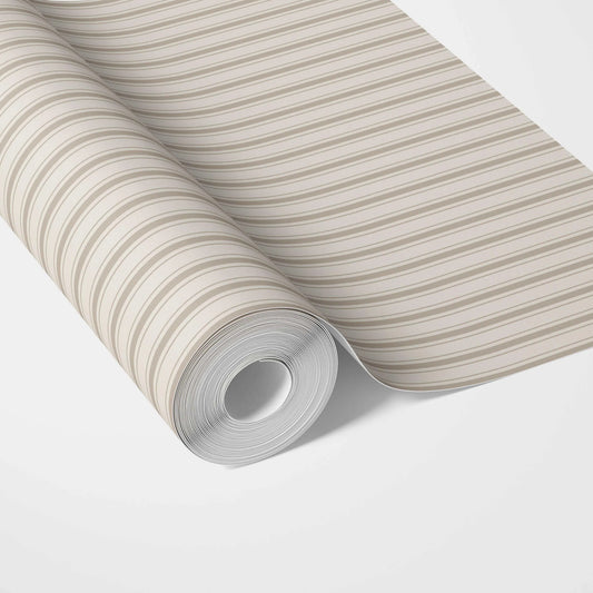 Neutral Geometric Striped Traditional Wallpaper Sample (Beige/ Brown/ Warm Gray)