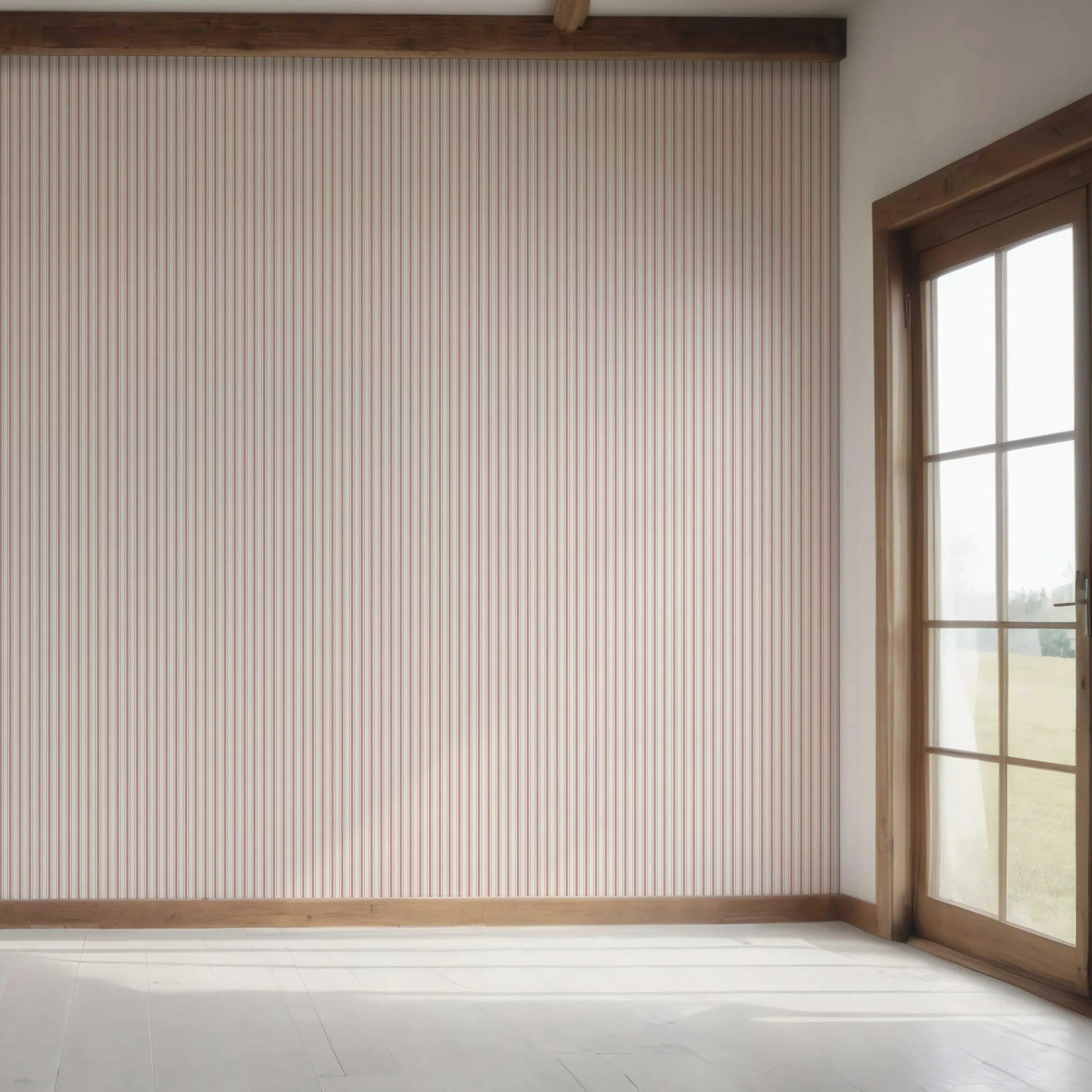 Geometric Striped Bedroom Wallpaper Sample (Pastel Pink)