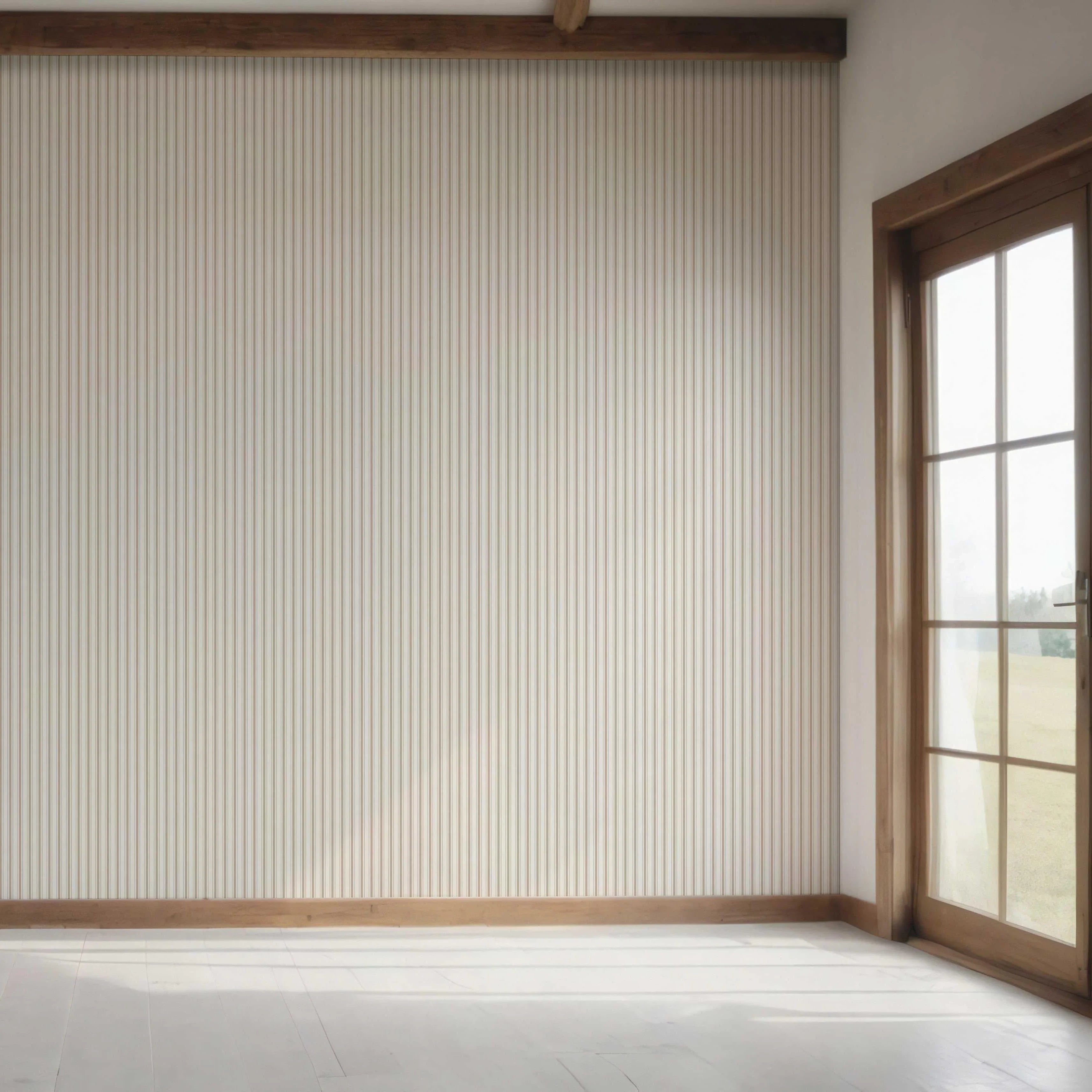 Neutral Geometric Striped Bedroom Wallpaper Sample (Beige/ Cool Taupe)
