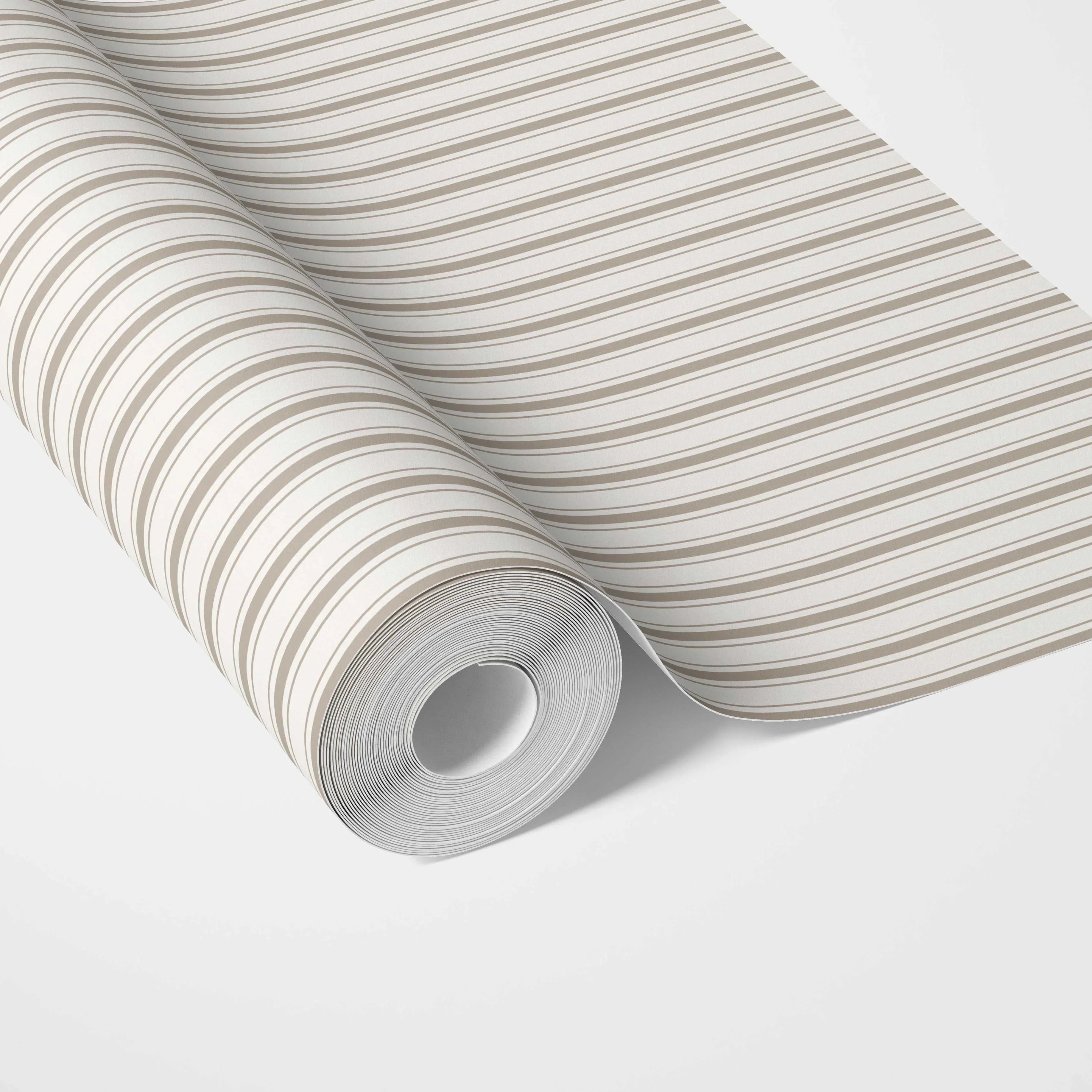 Neutral Geometric Striped Traditional Wallpaper Sample (Greige/ Beige/ Warm Grey)