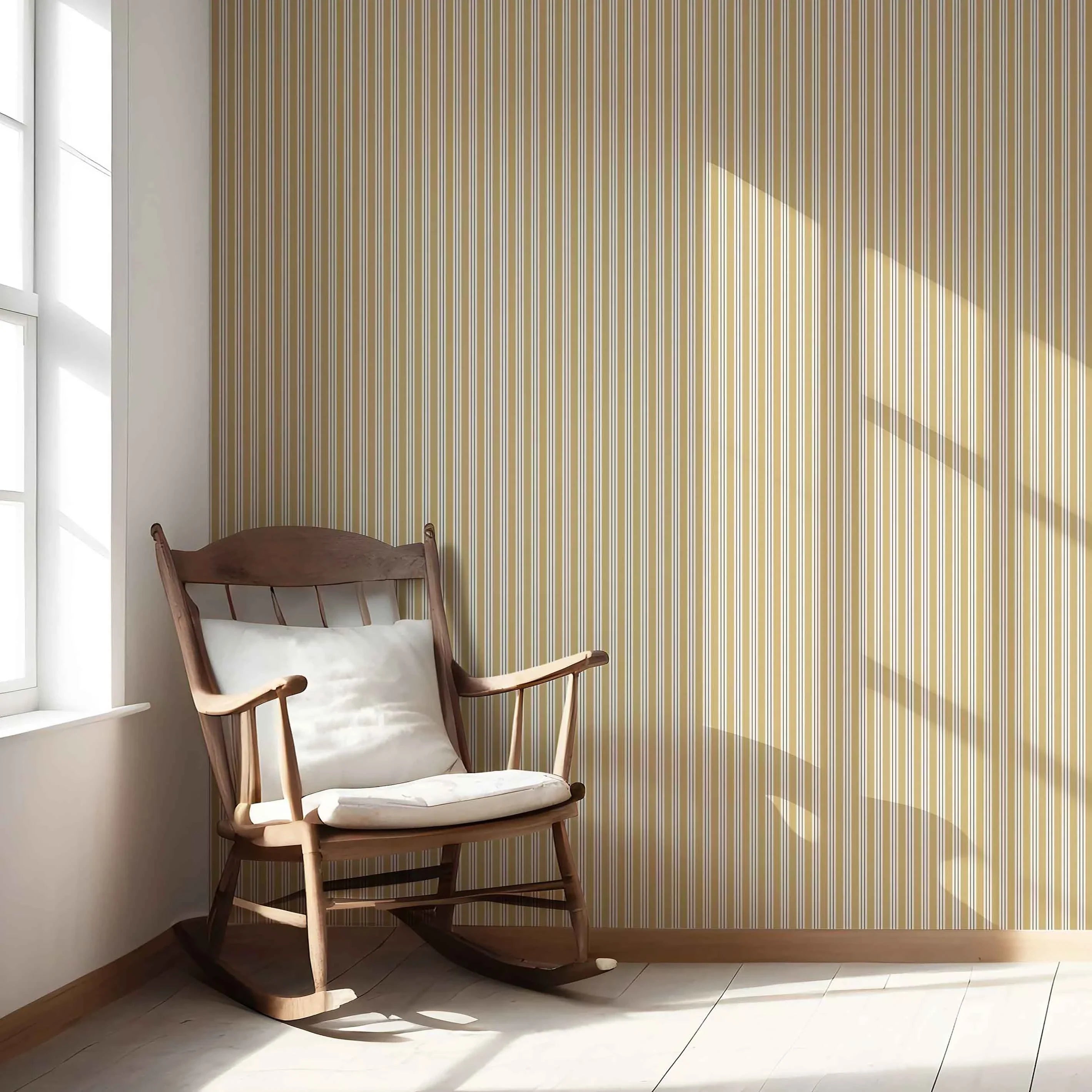 Geometric Striped Nursery Wallpaper Sample (Ochre Yellow)