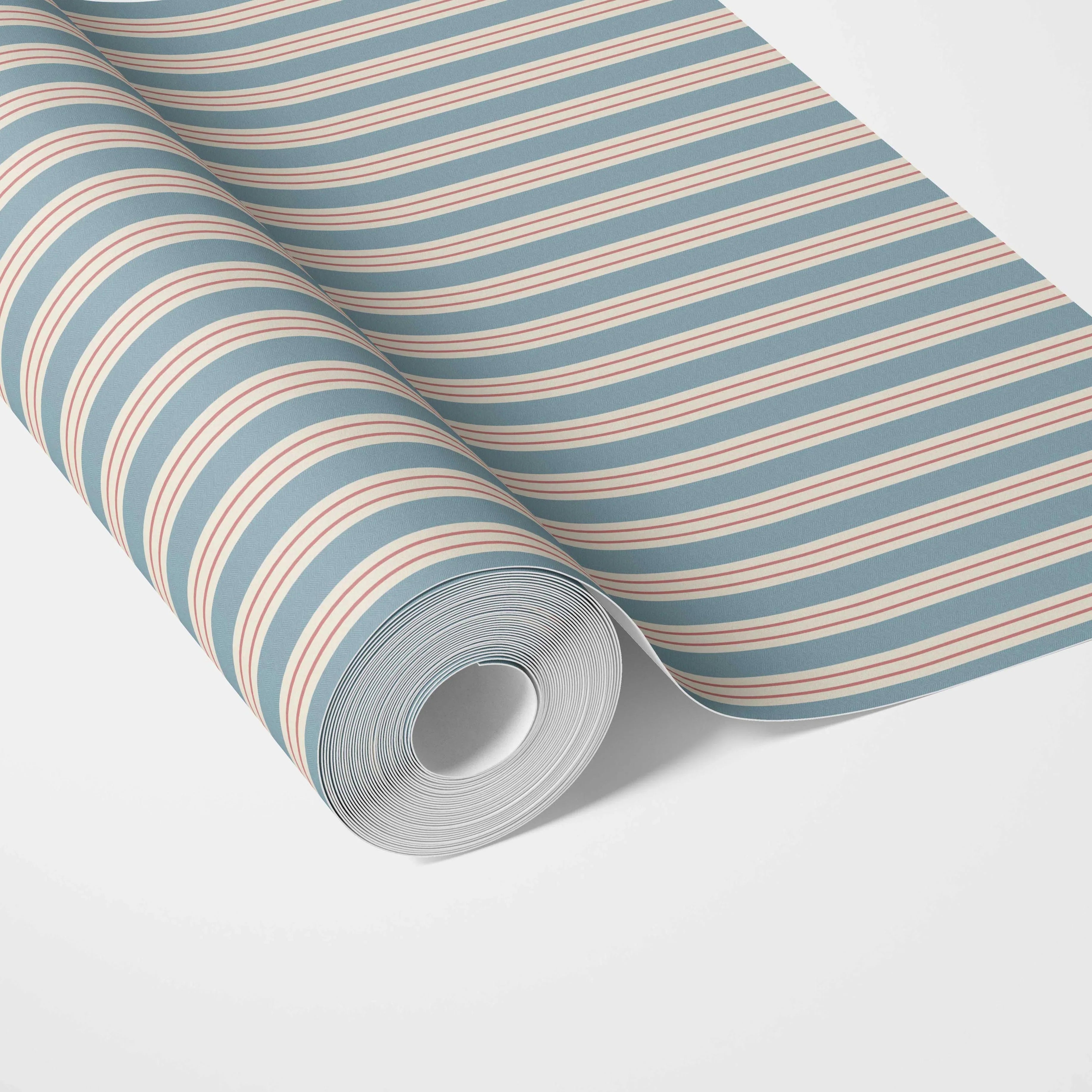 Geometric Striped Traditional Wallpaper Sample (Blue)