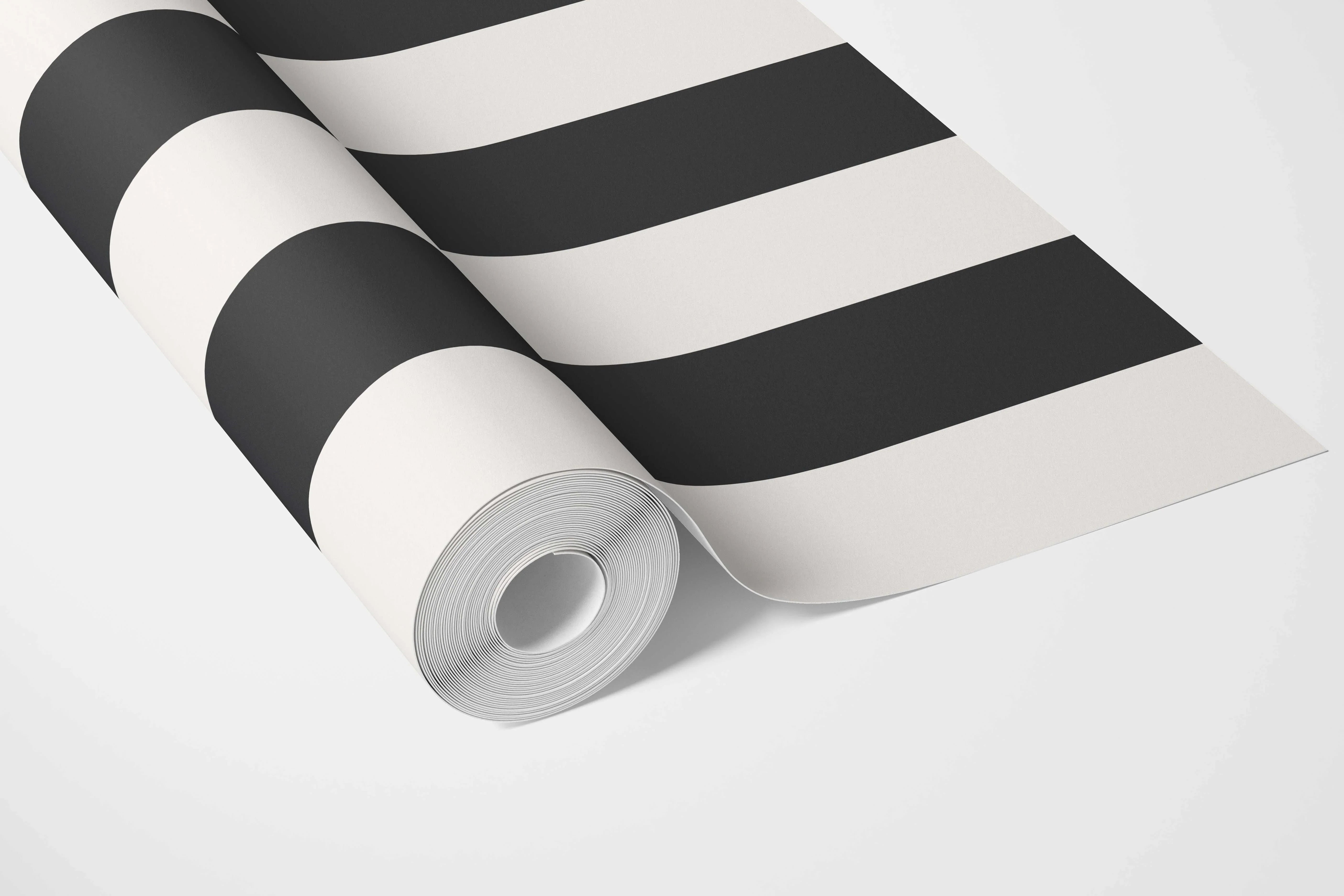 Neutral Geometric Striped Bathroom Wallpaper (Black/ White)