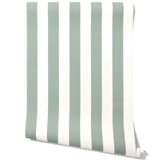 Geometric Striped Traditional Wallpaper (Green)