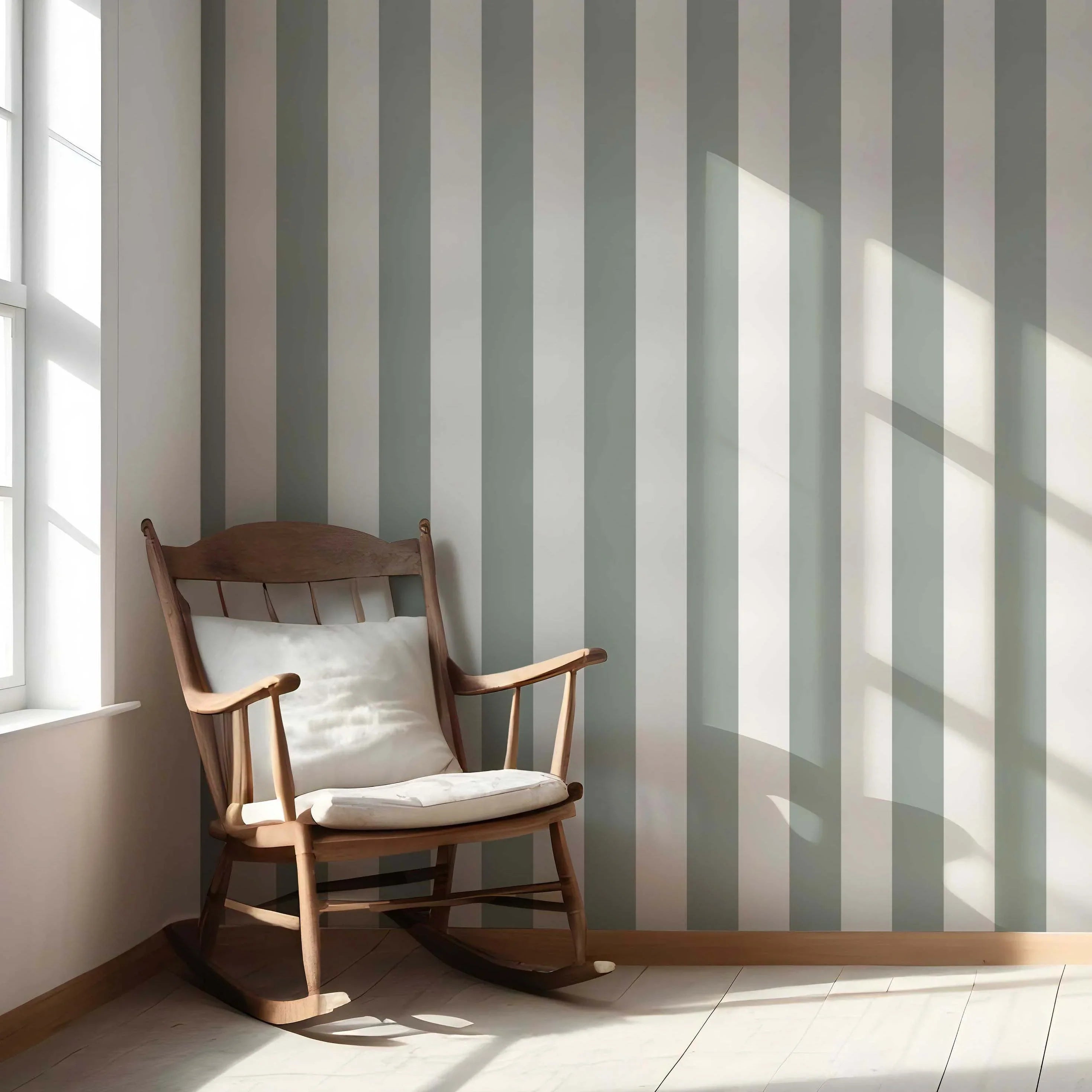 Geometric Striped Nursery Wallpaper Sample (Green)