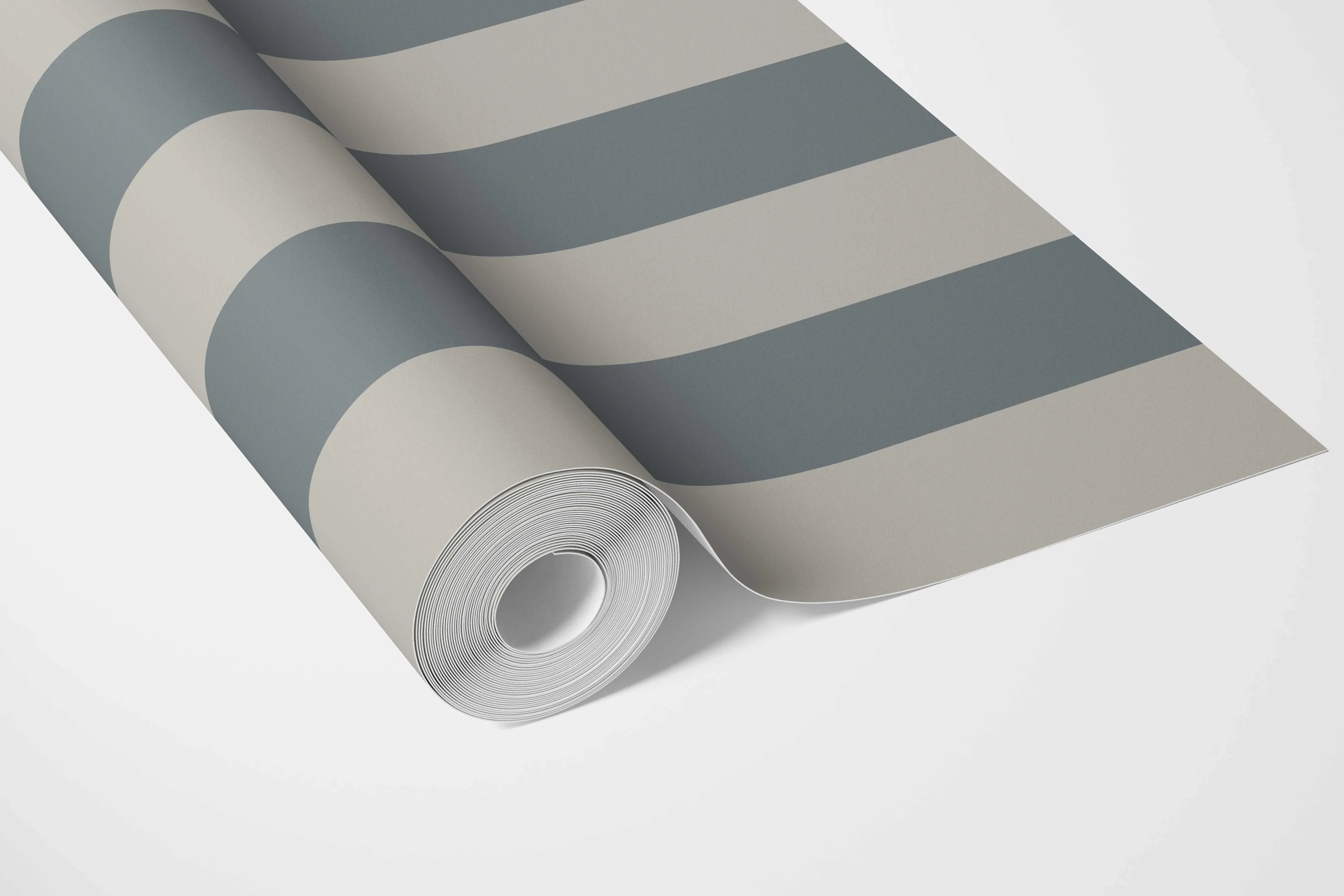 Neutral Geometric Striped Bathroom Wallpaper Sample (Slate Blue/ Grey)