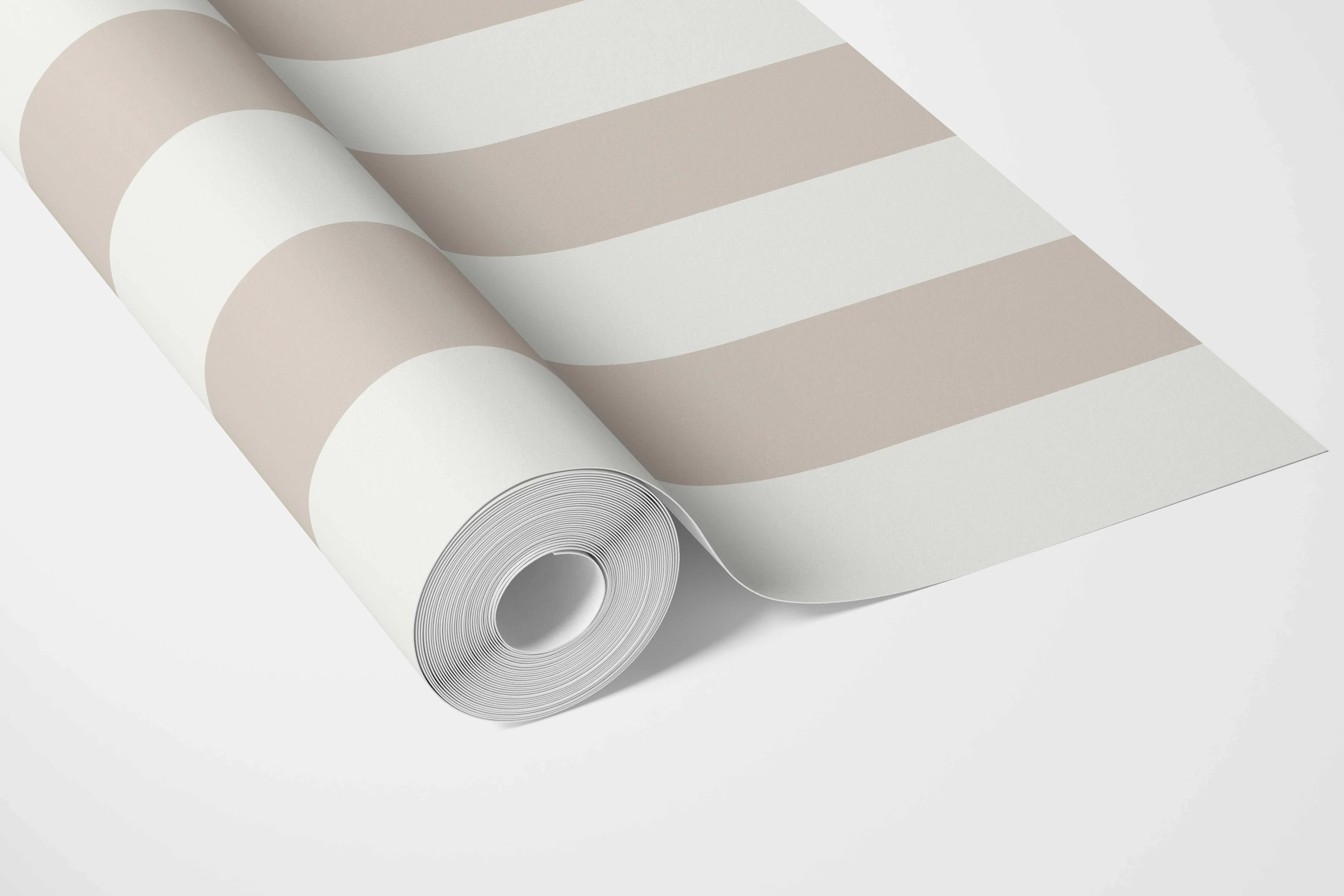 Neutral Geometric Striped Bathroom Wallpaper Sample (Beige/ Greige/ White)