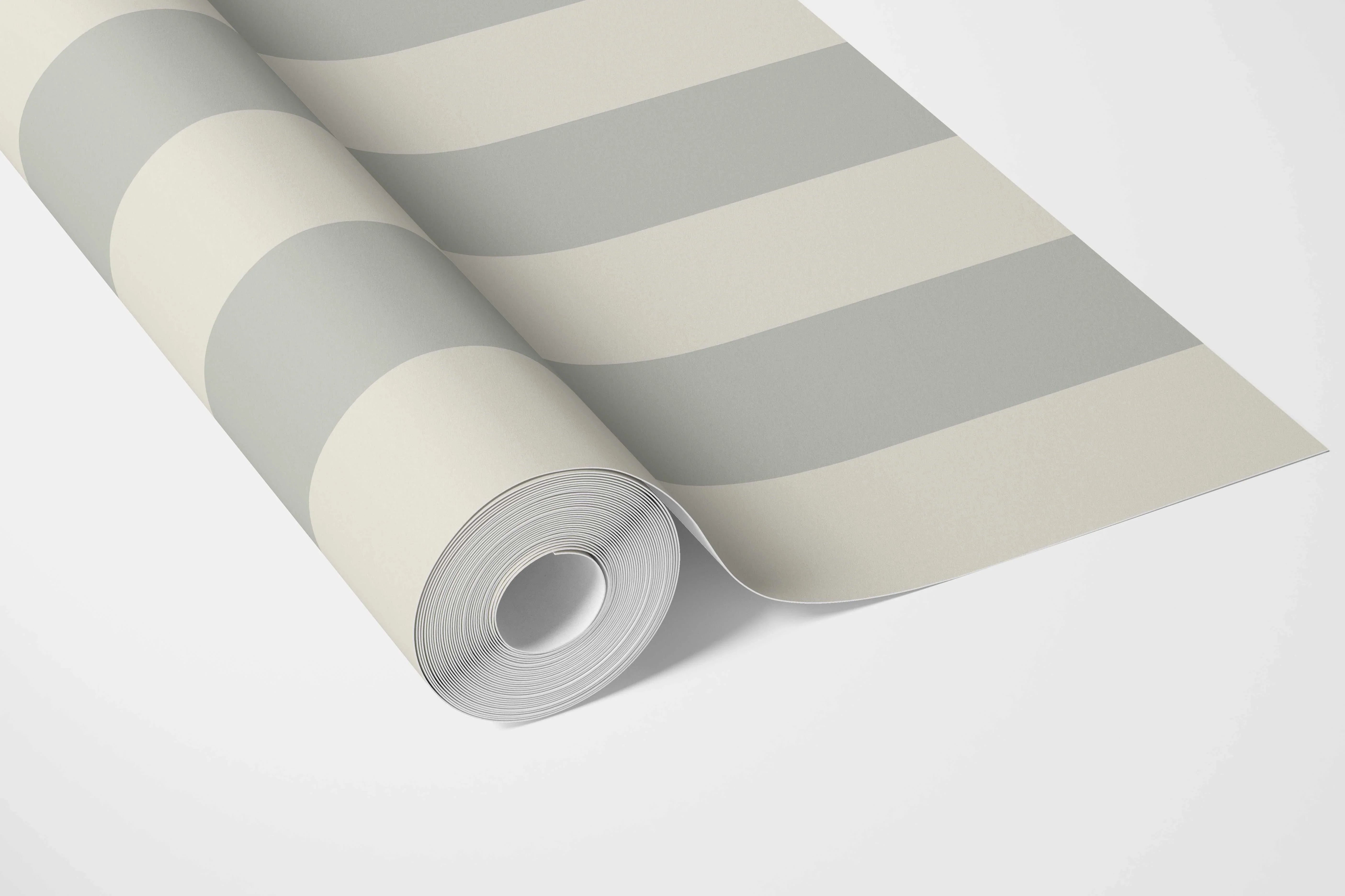 Neutral Geometric Striped Bathroom Wallpaper Sample (Sage Grey/ Cream)